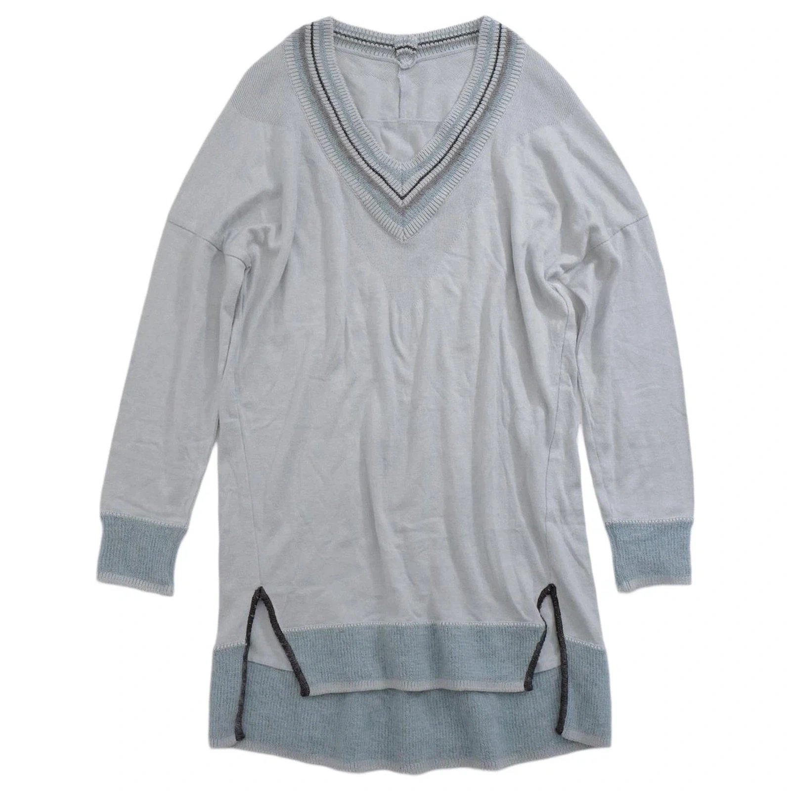 ISSEY MIYAKE Gilet long en laine Bleu vintage, passéist — photo 1
