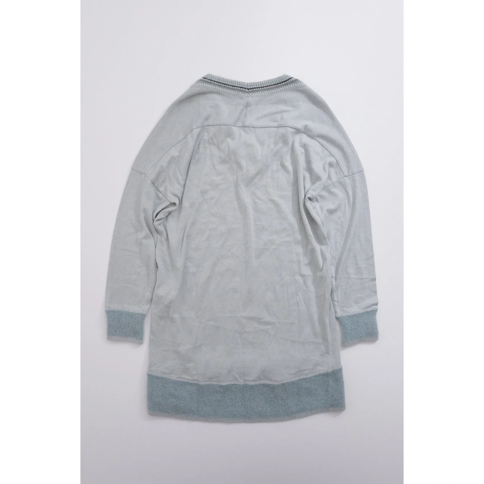 ISSEY MIYAKE Gilet long en laine Bleu vintage, passéist — photo 13