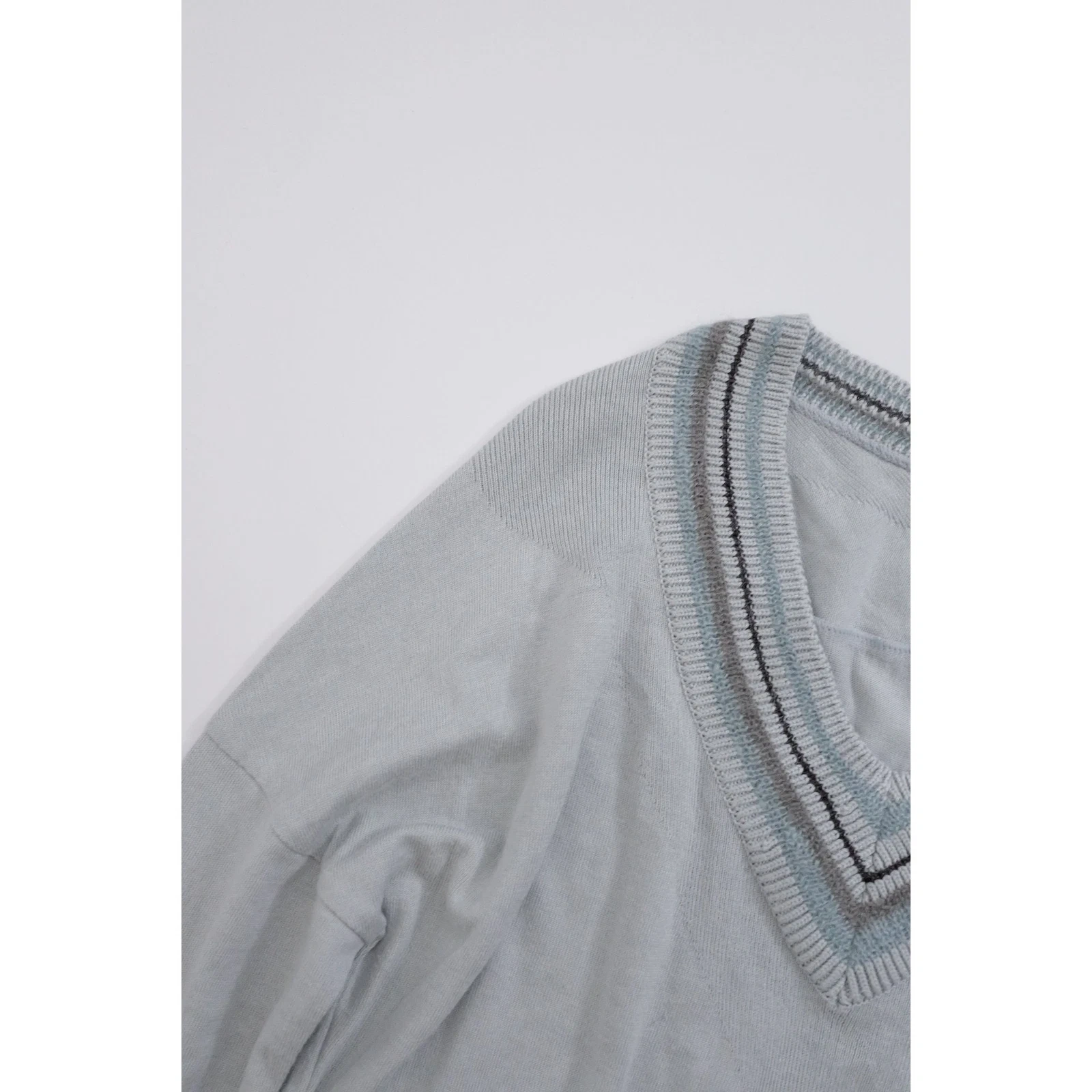ISSEY MIYAKE Gilet long en laine Bleu vintage, passéist — photo 6