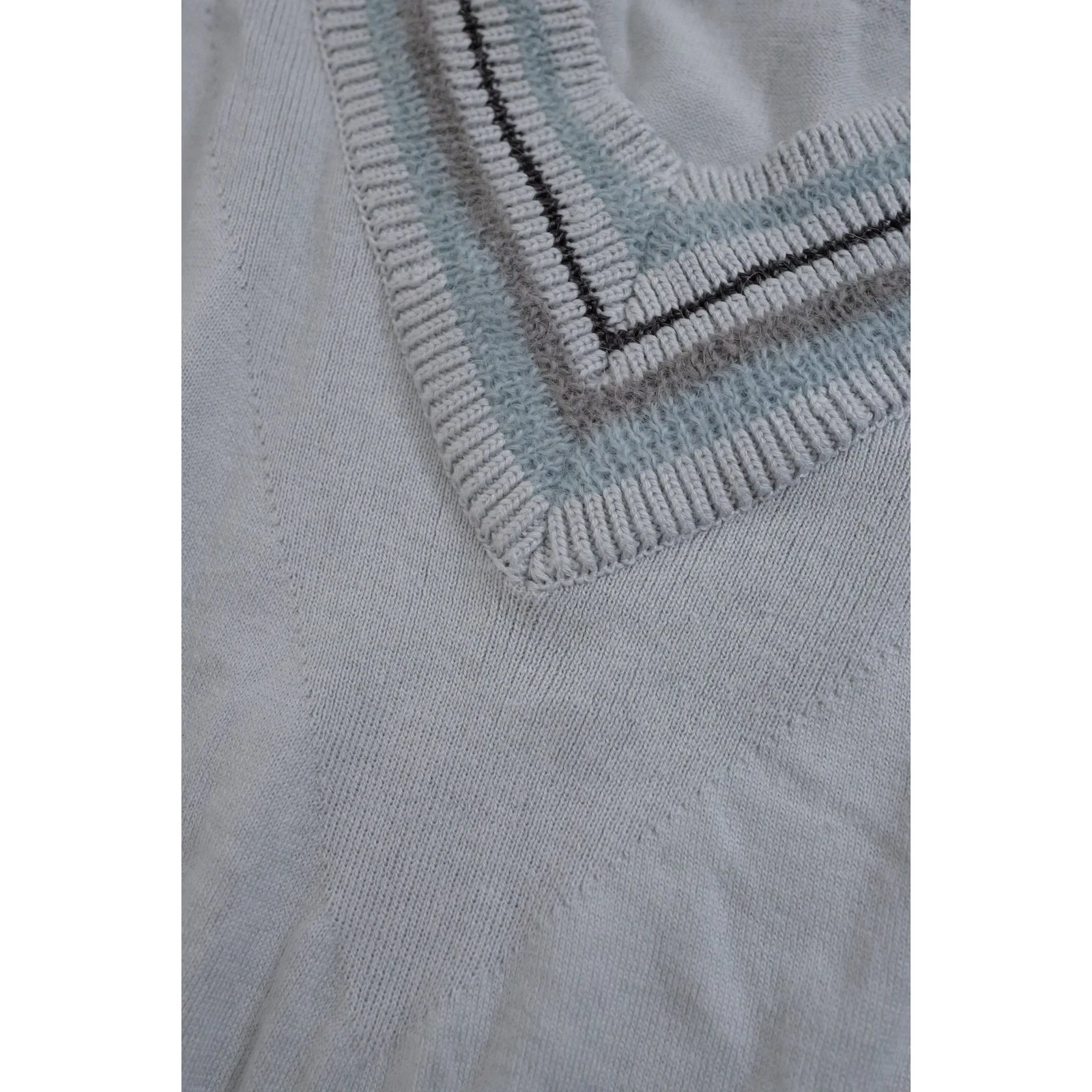 ISSEY MIYAKE Gilet long en laine Bleu vintage, passéist — photo 7