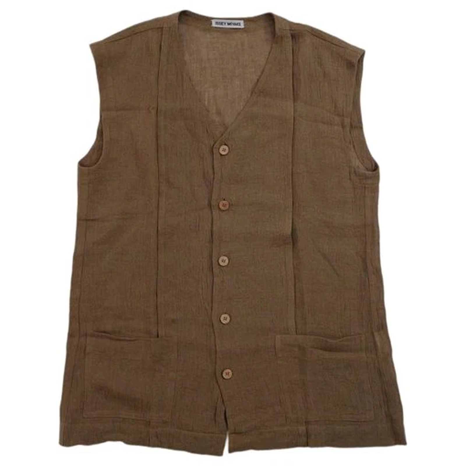 ISSEY MIYAKE Cardigan en lin Marron vintage, passéist — photo 1
