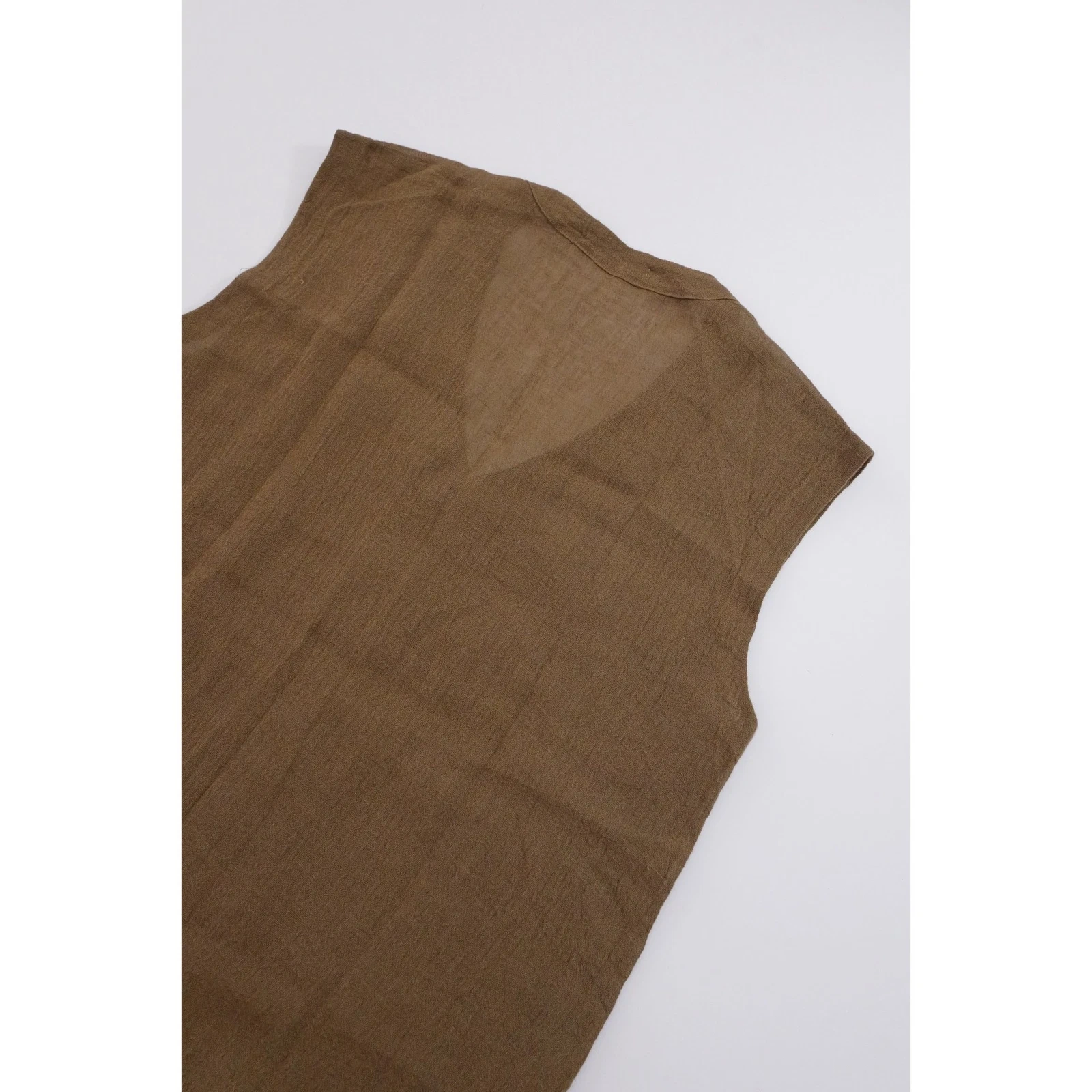 ISSEY MIYAKE Cardigan en lin Marron vintage, passéist — photo 12