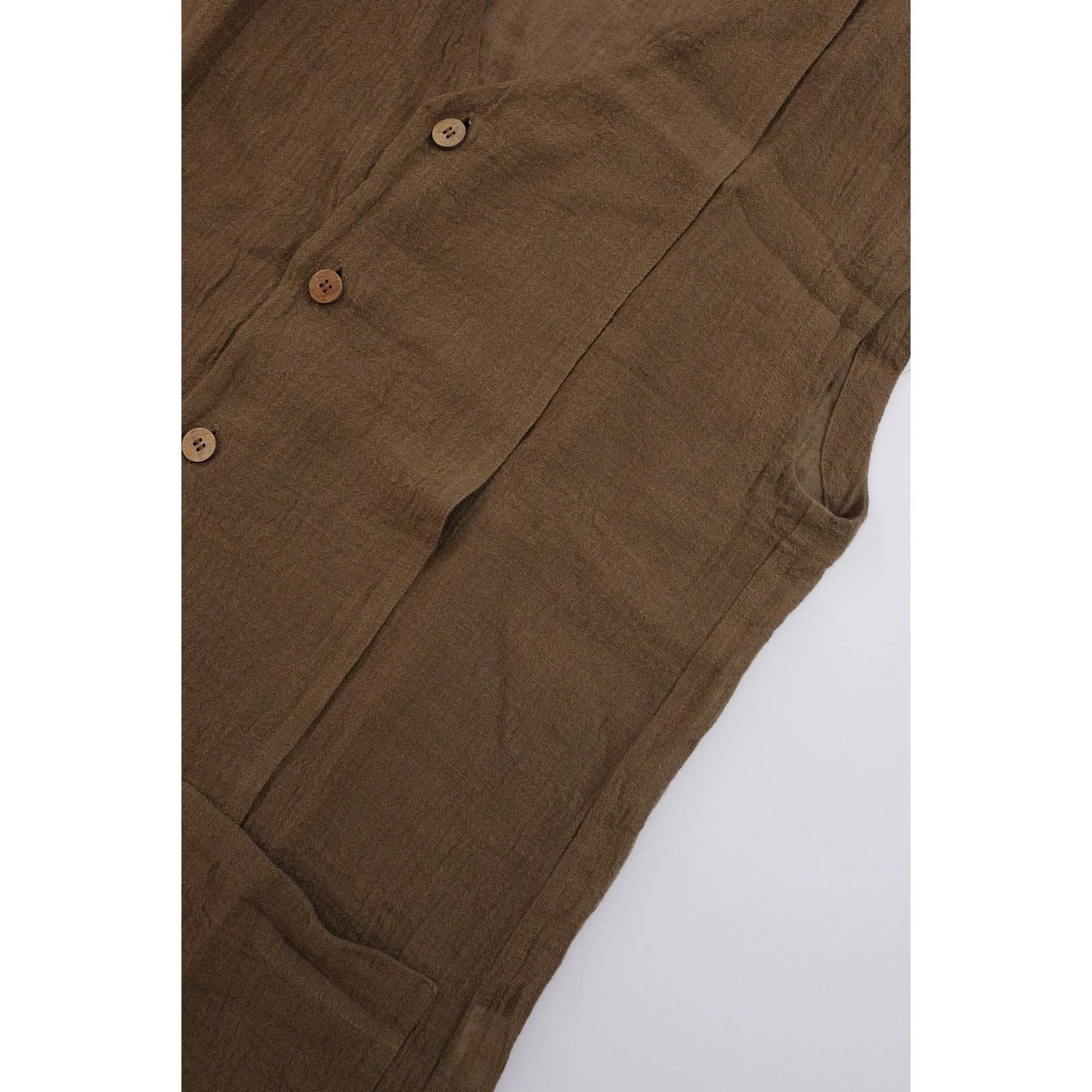 ISSEY MIYAKE Cardigan en lin Marron vintage, passéist — photo 4