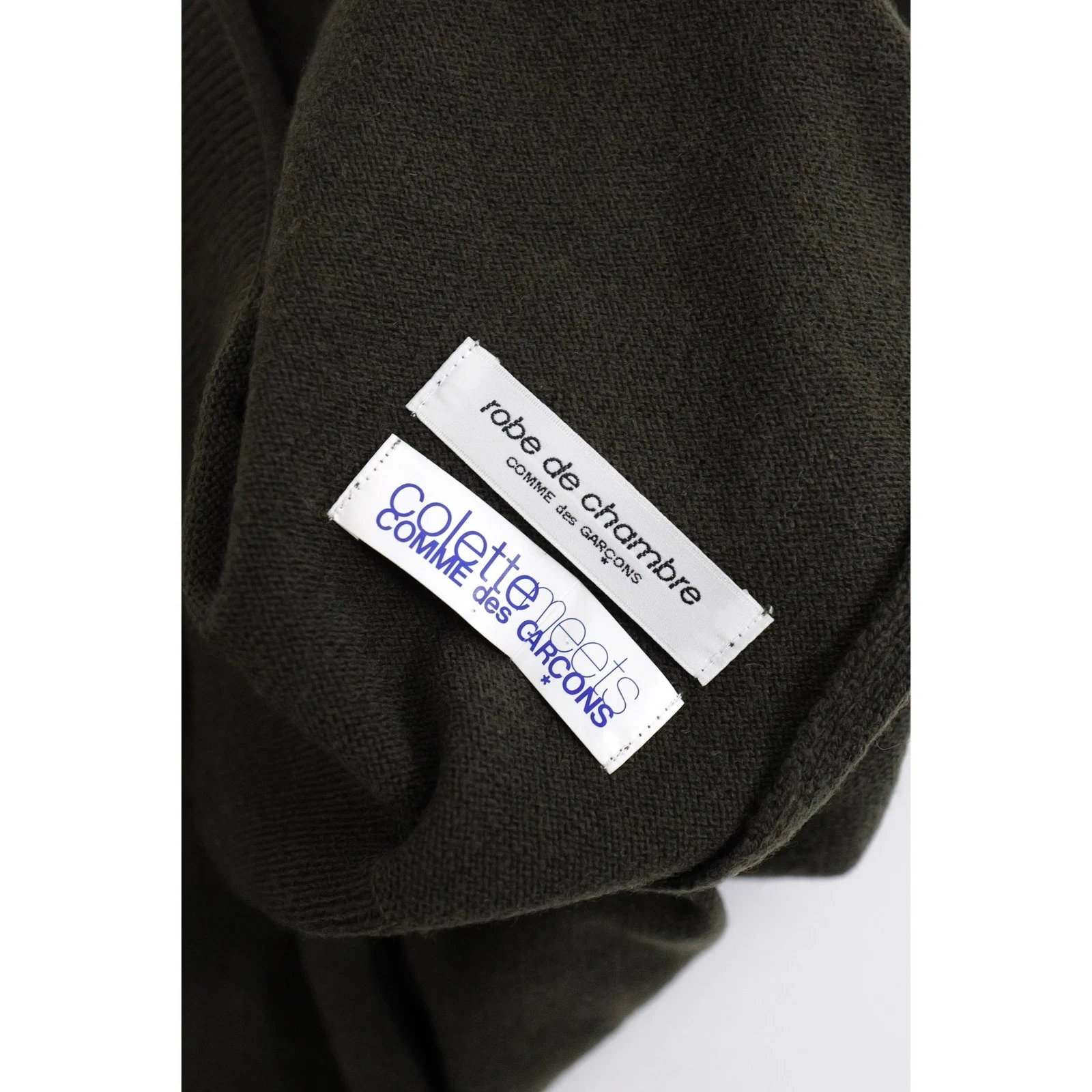 COMME DES GARÇONS Echarpe en laine Kaki vintage, passéist — photo 6
