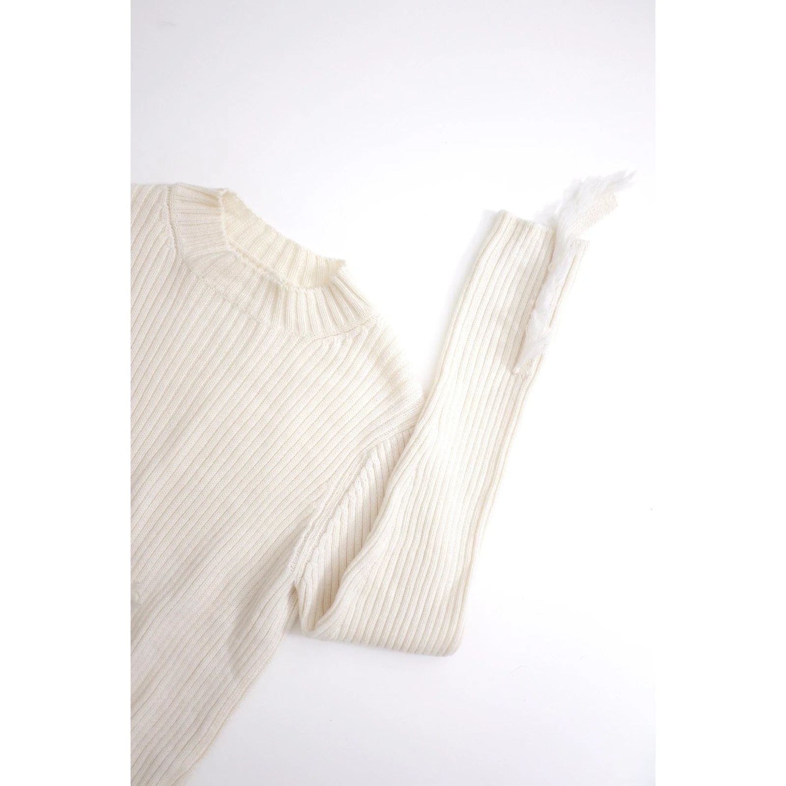 YOHJI YAMAMOTO Pull-over en laine Écru vintage, passéist — photo 2