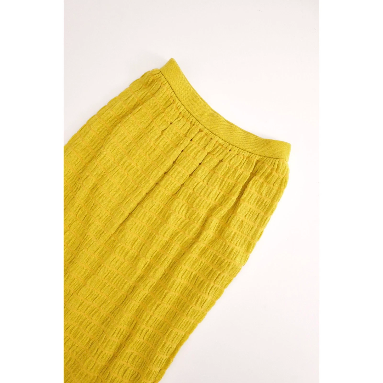 JUNKO KOSHINO Jupe mi-longue en laine Jaune vintage, passéist — photo 2