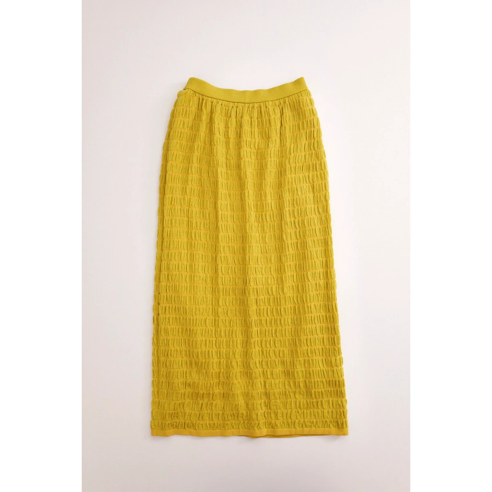 JUNKO KOSHINO Jupe mi-longue en laine Jaune vintage, passéist — photo 12