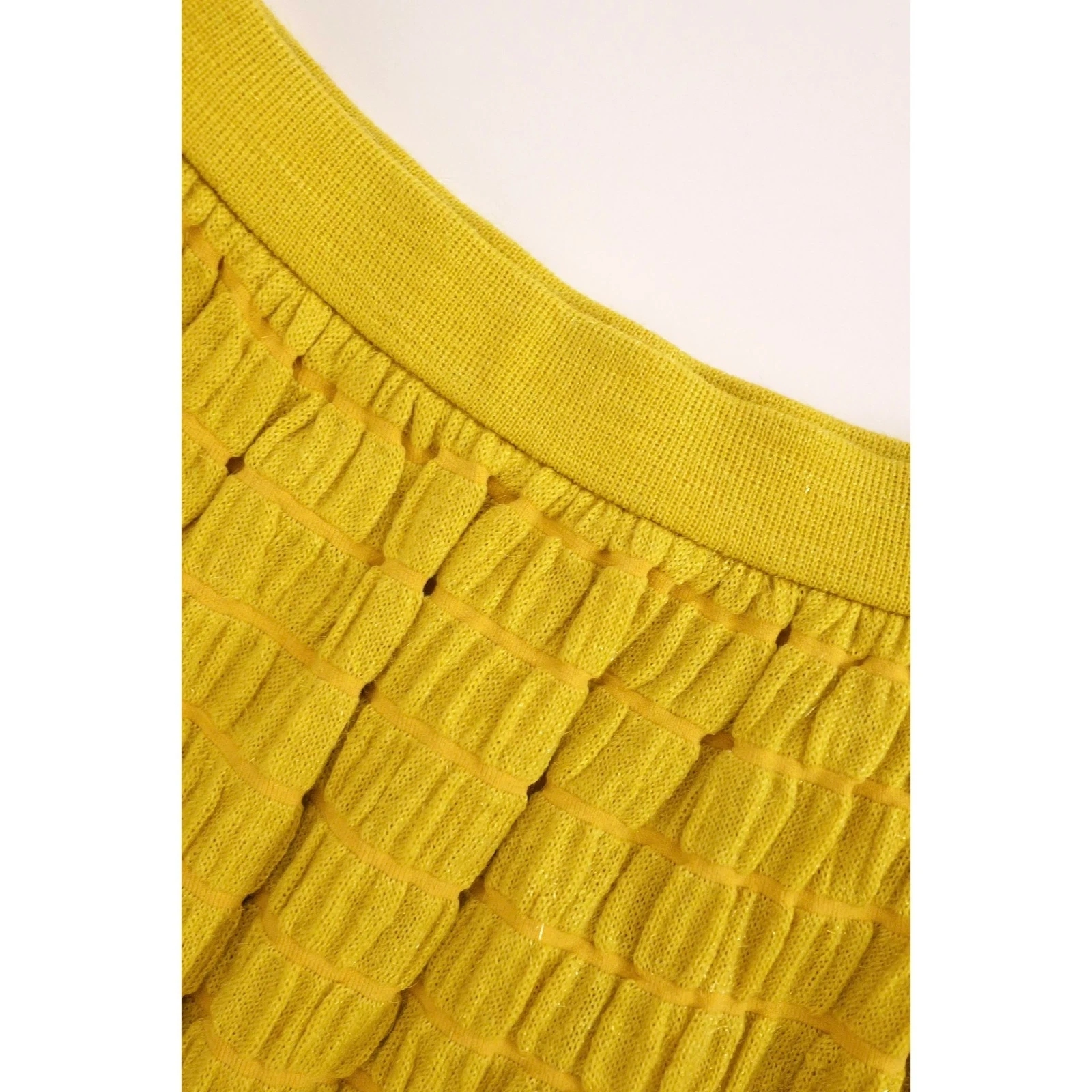 JUNKO KOSHINO Jupe mi-longue en laine Jaune vintage, passéist — photo 4