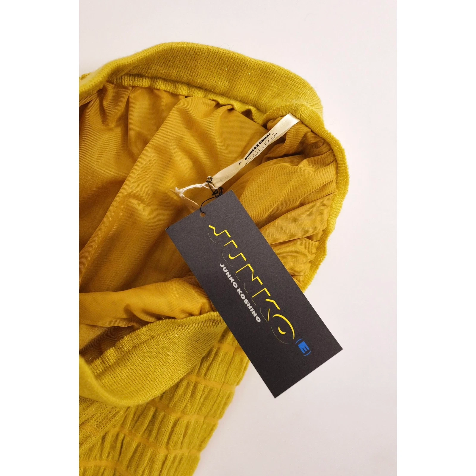 JUNKO KOSHINO Jupe mi-longue en laine Jaune vintage, passéist — photo 8