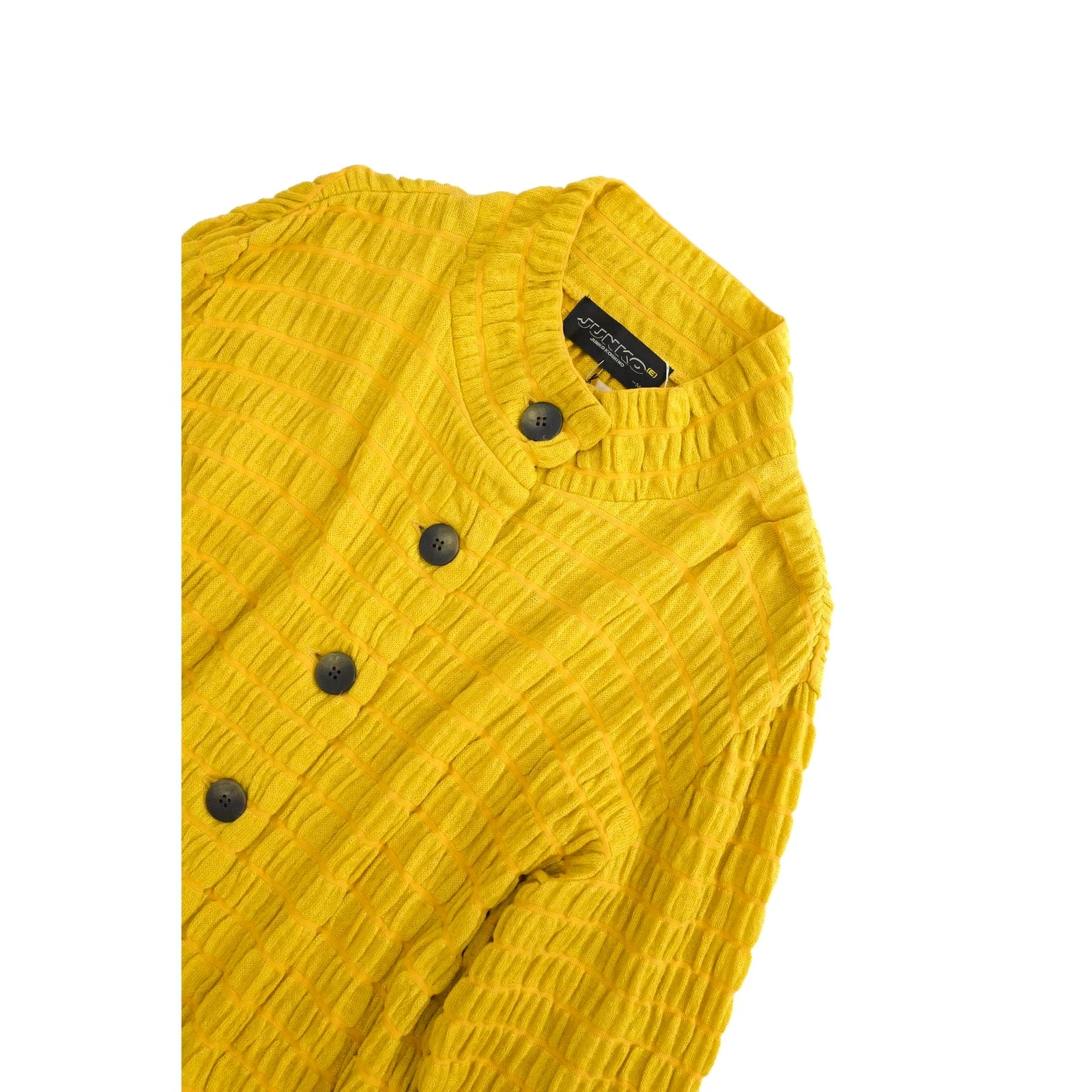 JUNKO KOSHINO Veste en laine Jaune vintage, passéist — photo 2