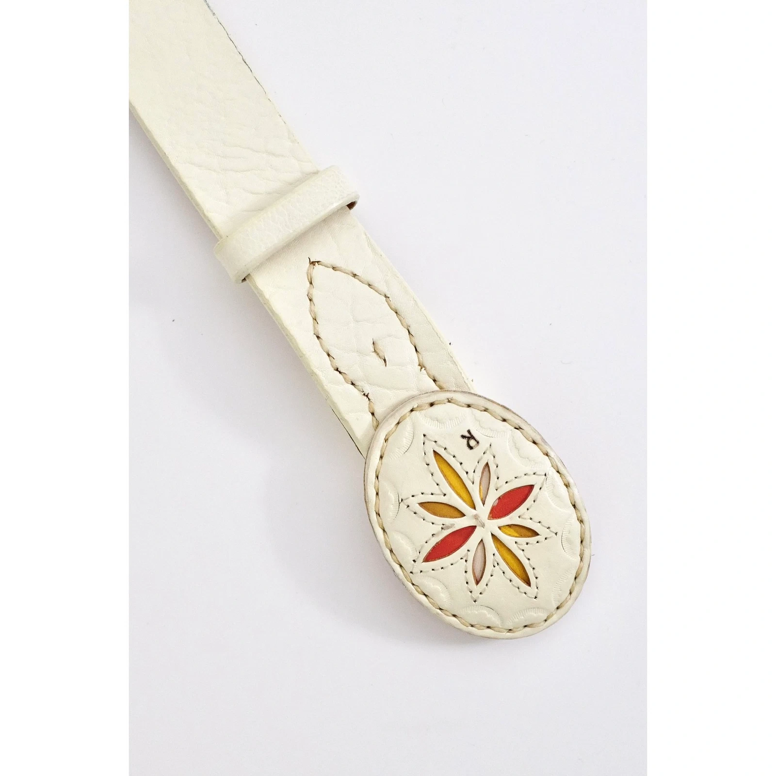 45RPM Ceinture en cuir Beige vintage, passéist — photo 2