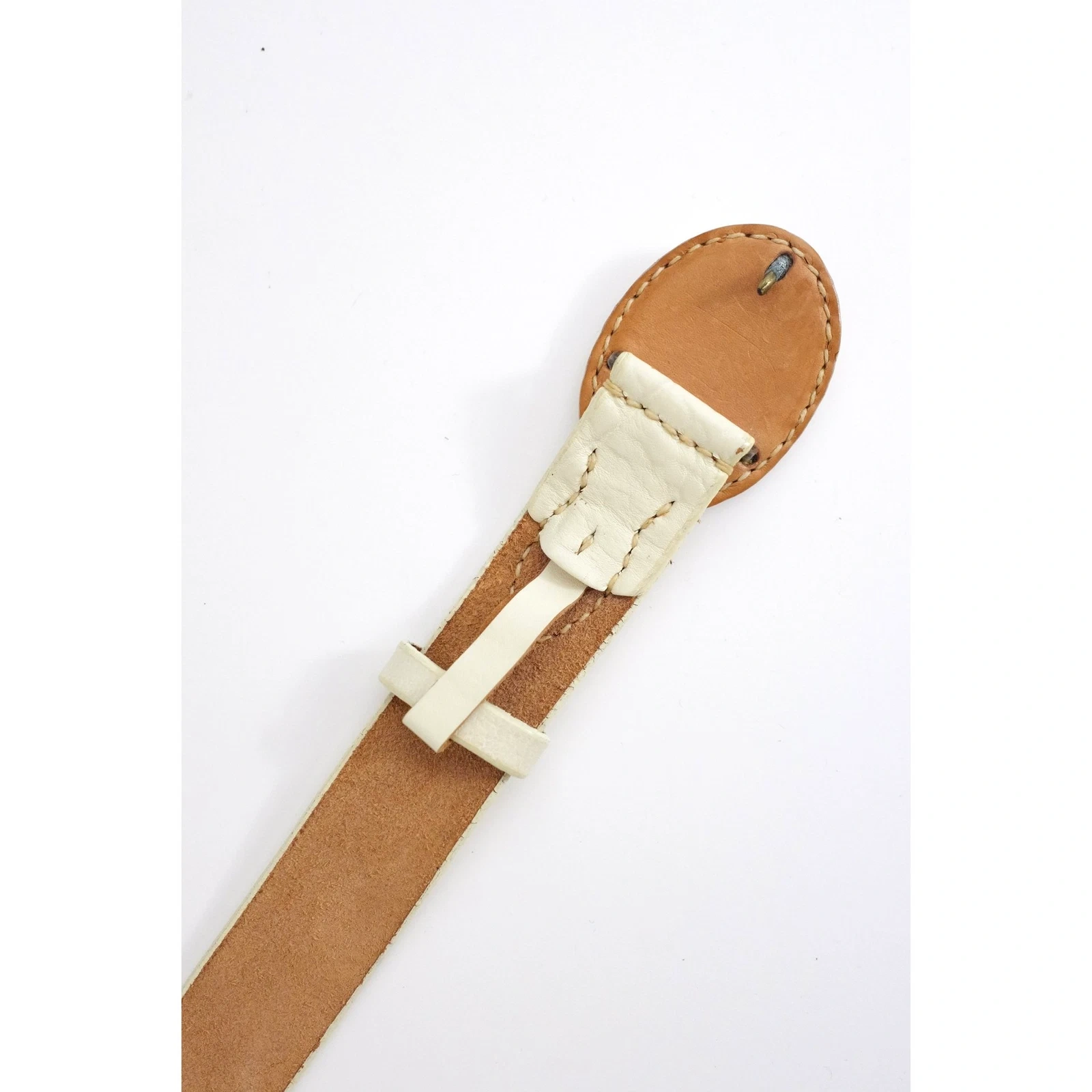 45RPM Ceinture en cuir Beige vintage, passéist — photo 11