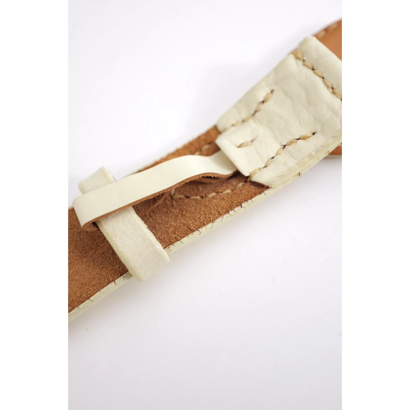 45RPM Ceinture en cuir Beige vintage, passéist — photo 12
