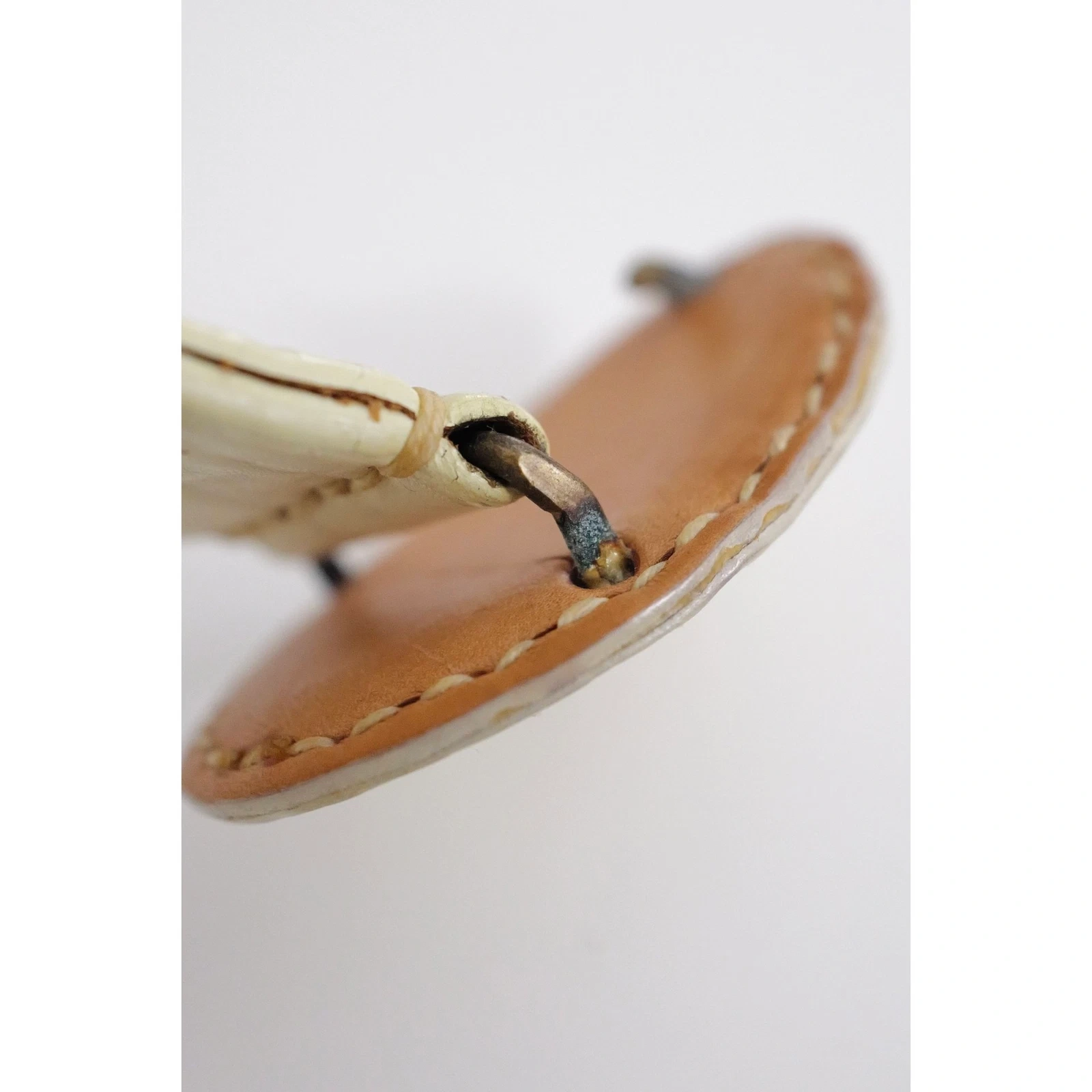45RPM Ceinture en cuir Beige vintage, passéist — photo 14