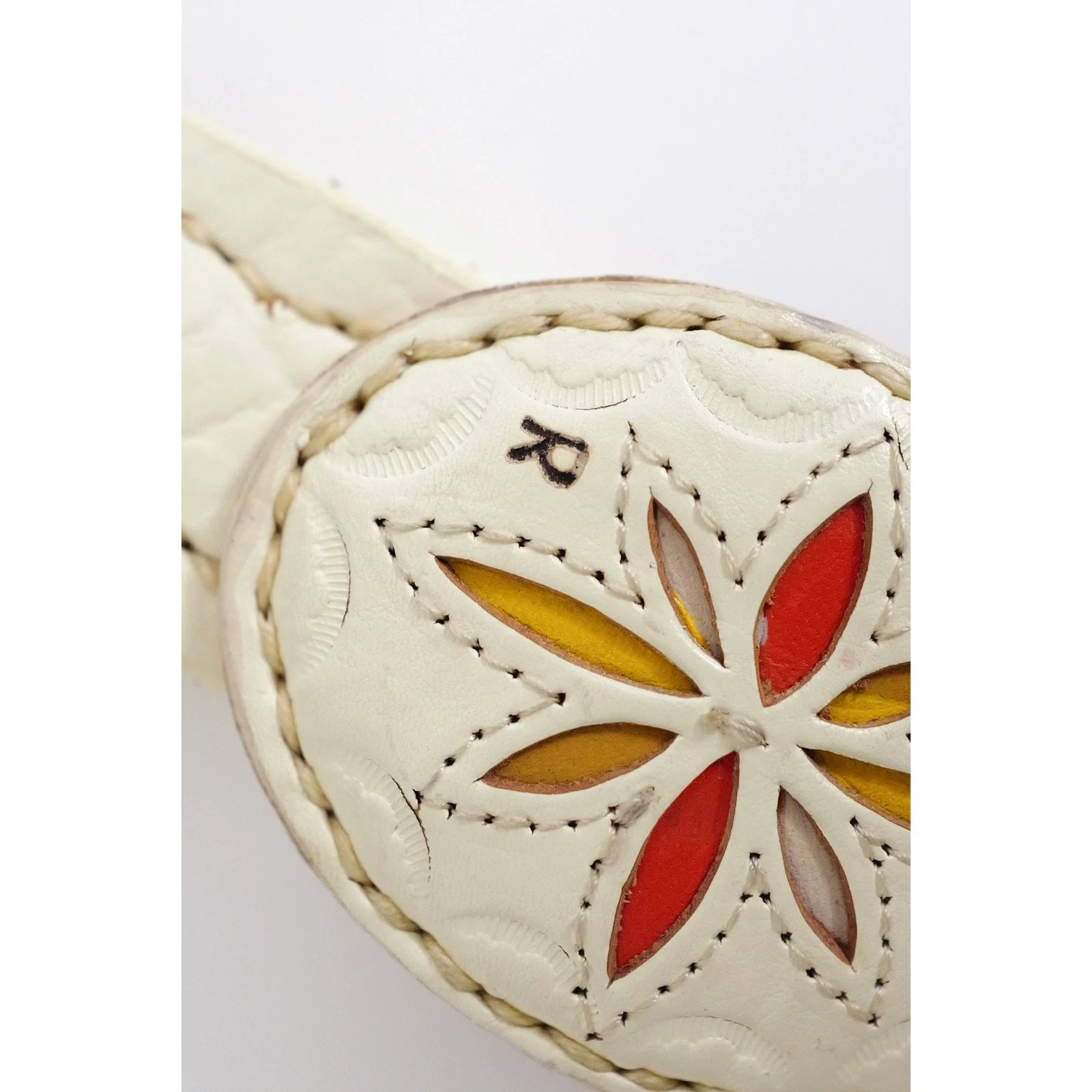 45RPM Ceinture en cuir Beige vintage, passéist — photo 4