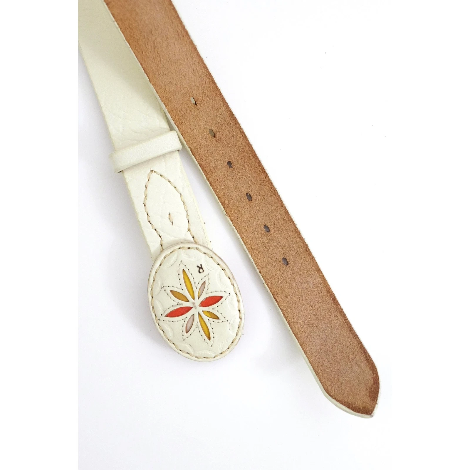 45RPM Ceinture en cuir Beige vintage, passéist — photo 7