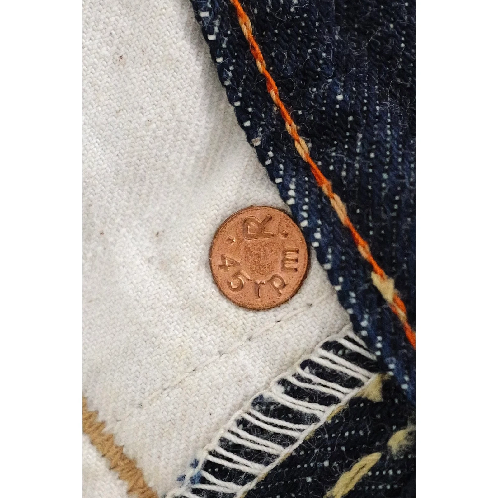 45RPM Jean slim Marine vintage, passéist — photo 8