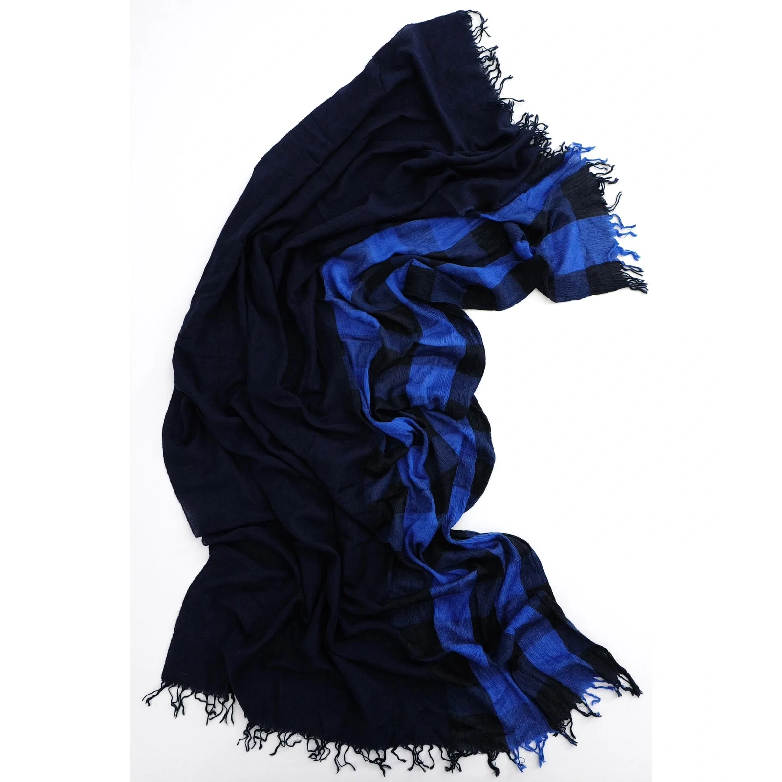 ISSEY MIYAKE Echarpe en soie Marine vintage, passéist — photo 2