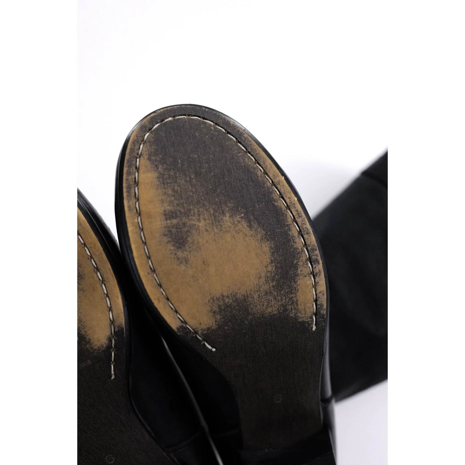 YOHJI YAMAMOTO Bottes en cuir Noir vintage, passéist — photo 7