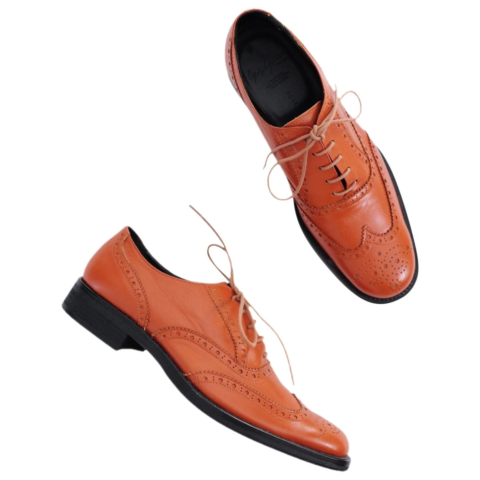 YOHJI YAMAMOTO Derbies en cuir Orange vintage, passéist — photo 1