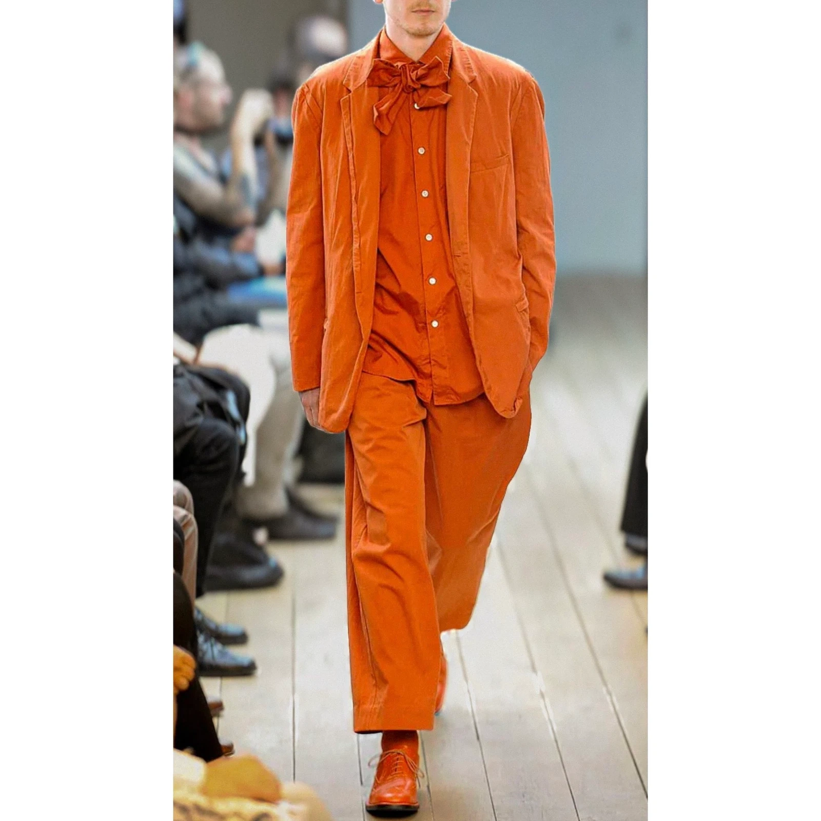 YOHJI YAMAMOTO Derbies en cuir Orange vintage, passéist — photo 2