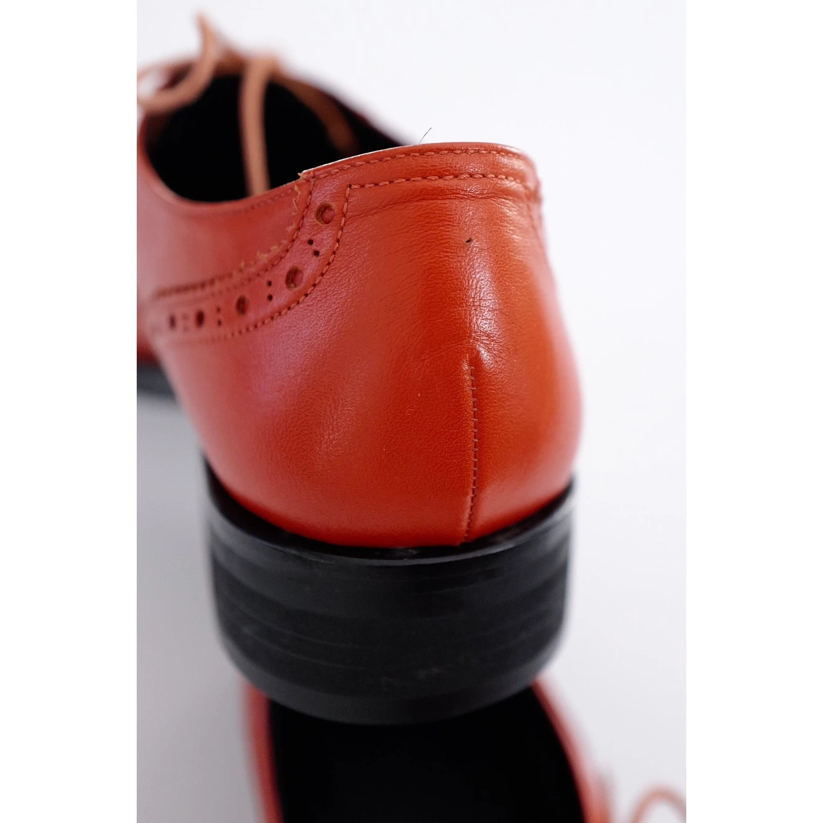 YOHJI YAMAMOTO Derbies en cuir Orange vintage, passéist — photo 11