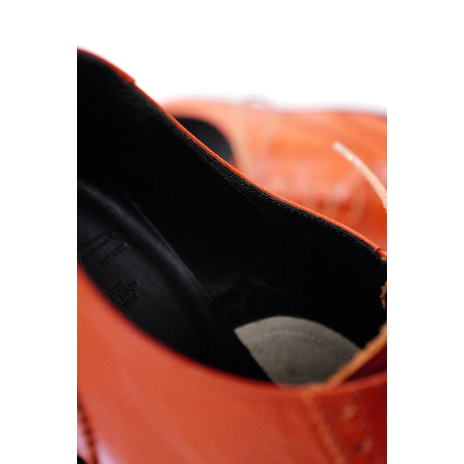 YOHJI YAMAMOTO Derbies en cuir Orange vintage, passéist — photo 12