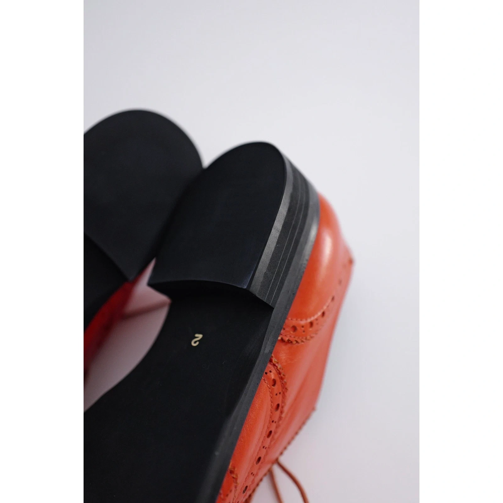 YOHJI YAMAMOTO Derbies en cuir Orange vintage, passéist — photo 14