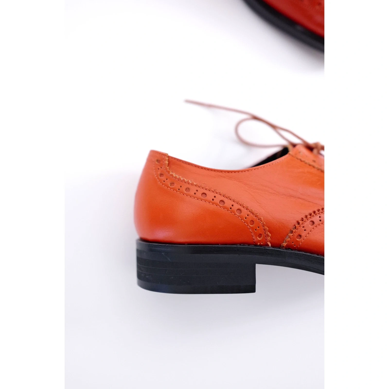 YOHJI YAMAMOTO Derbies en cuir Orange vintage, passéist — photo 4