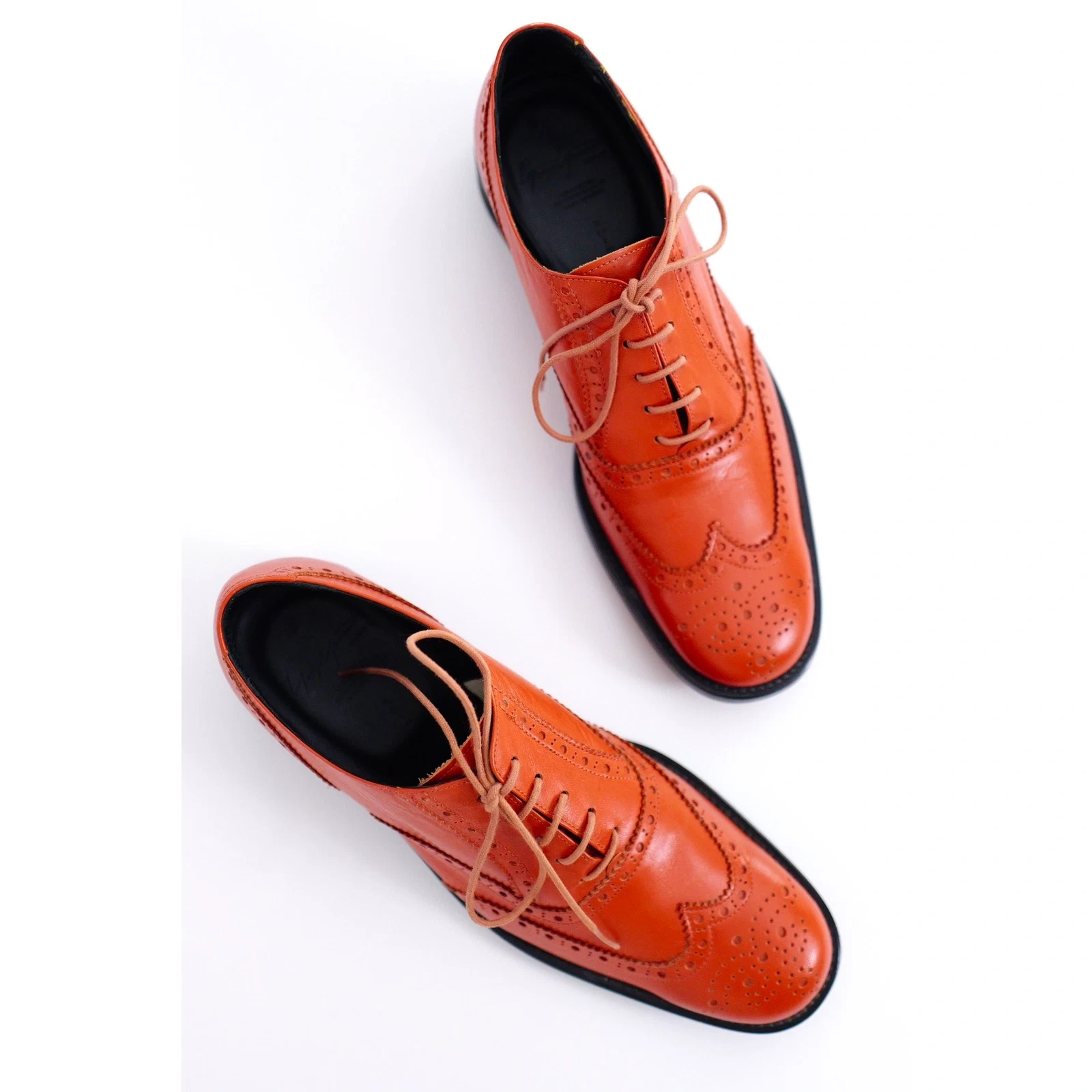 YOHJI YAMAMOTO Derbies en cuir Orange vintage, passéist — photo 6