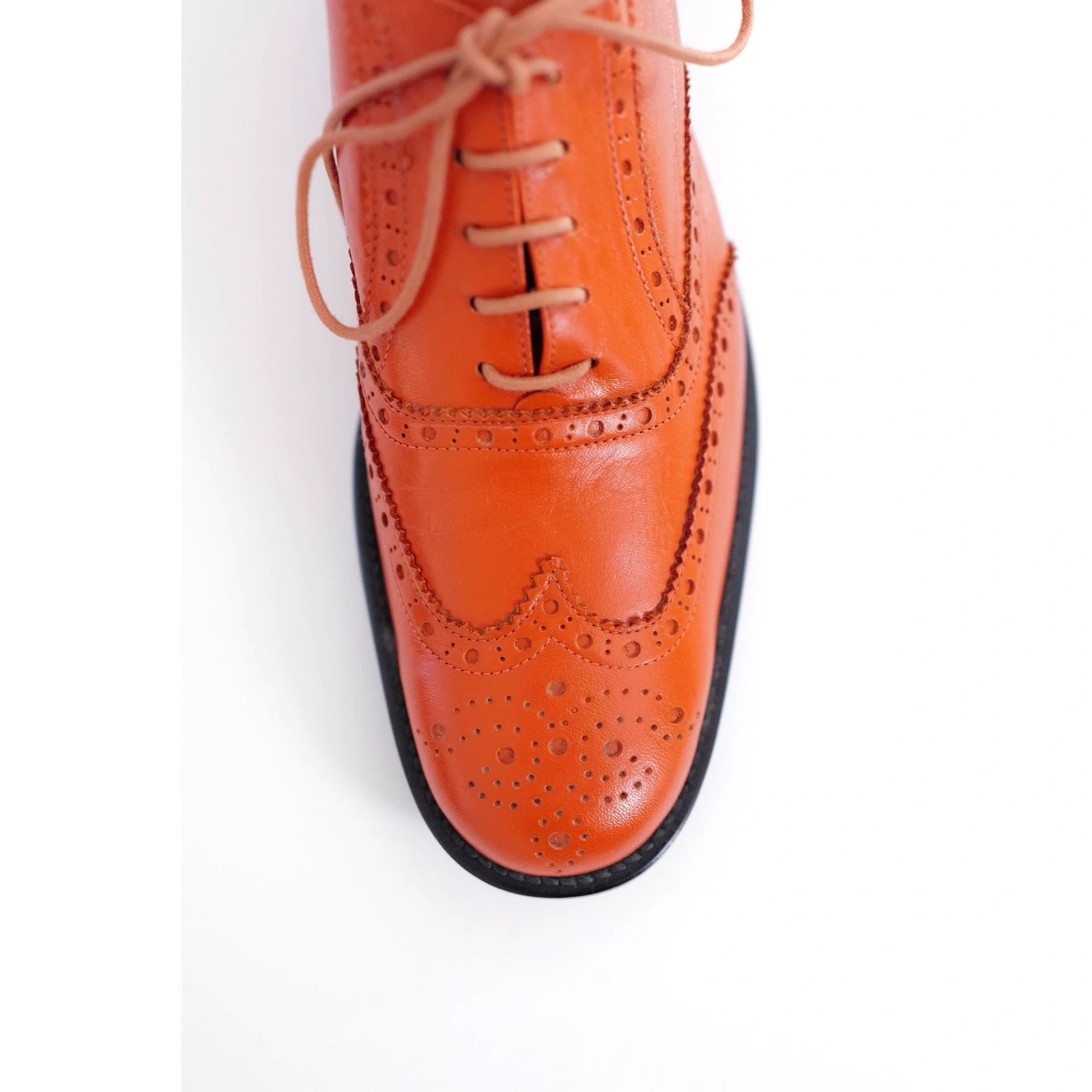 YOHJI YAMAMOTO Derbies en cuir Orange vintage, passéist — photo 7