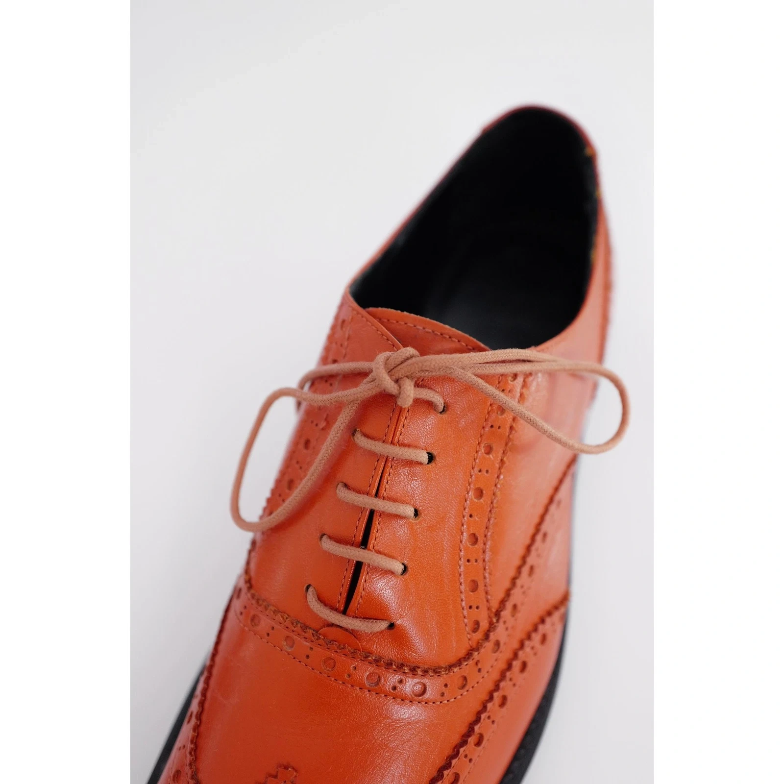 YOHJI YAMAMOTO Derbies en cuir Orange vintage, passéist — photo 8