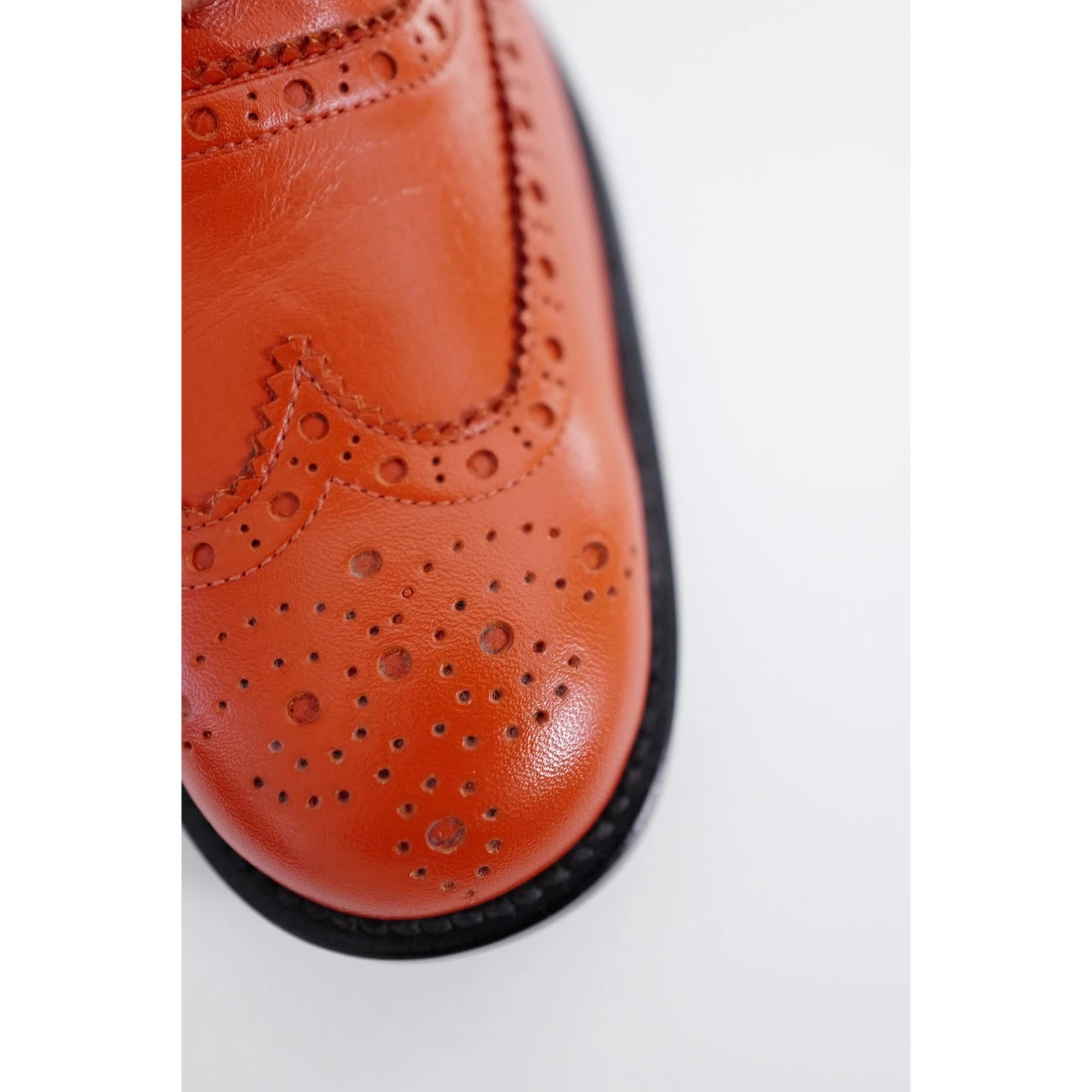 YOHJI YAMAMOTO Derbies en cuir Orange vintage, passéist — photo 9
