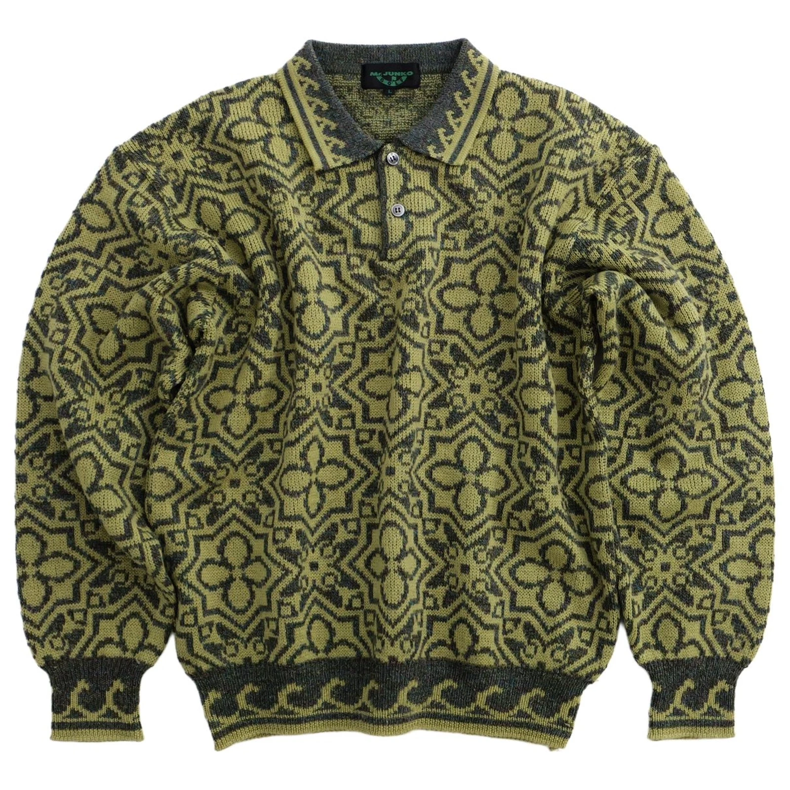 JUNKO KOSHINO Pull en laine Vert vintage, passéist — photo 1