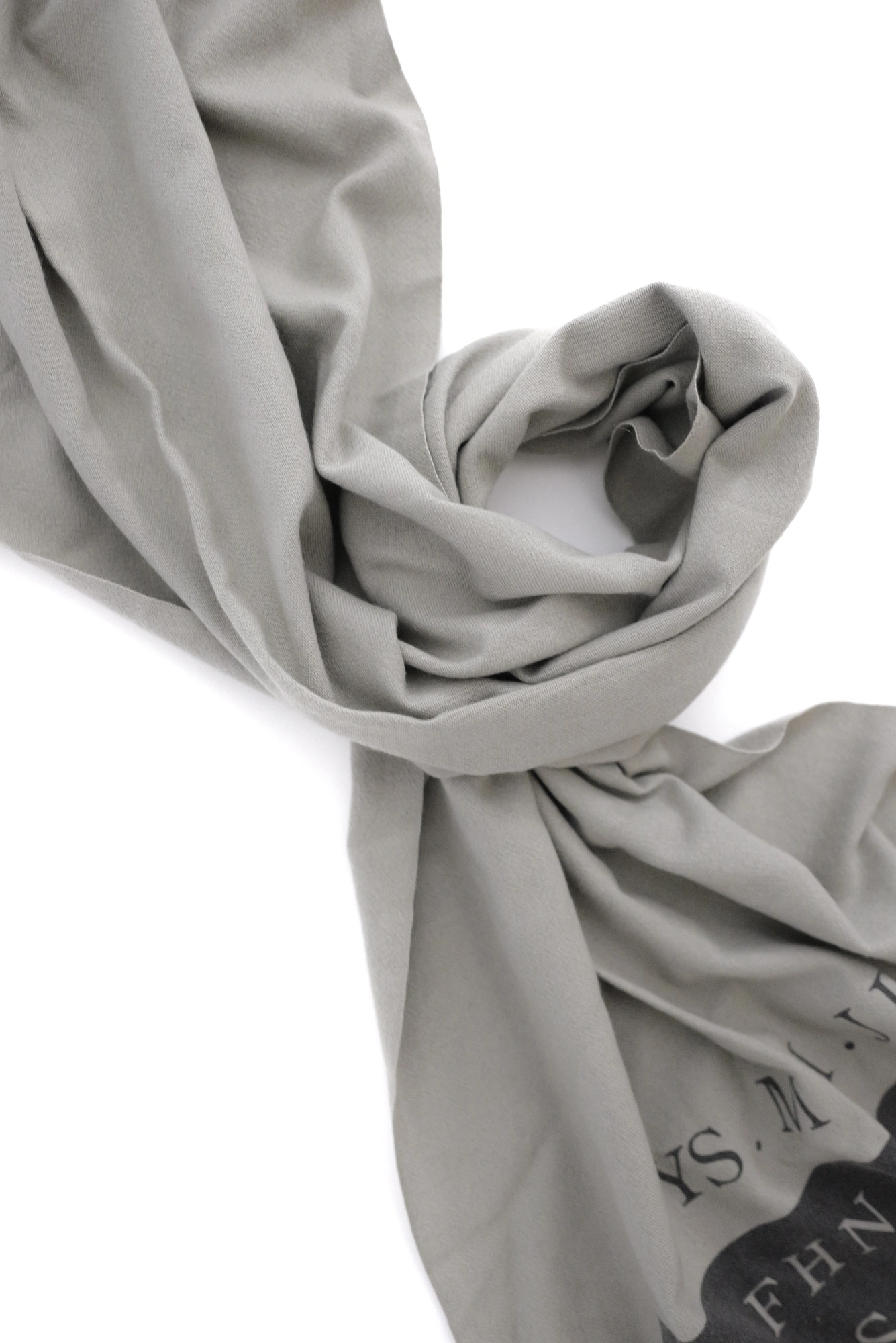 YOHJI YAMAMOTO Echarpe en soie Gris vintage, passéist — photo 11