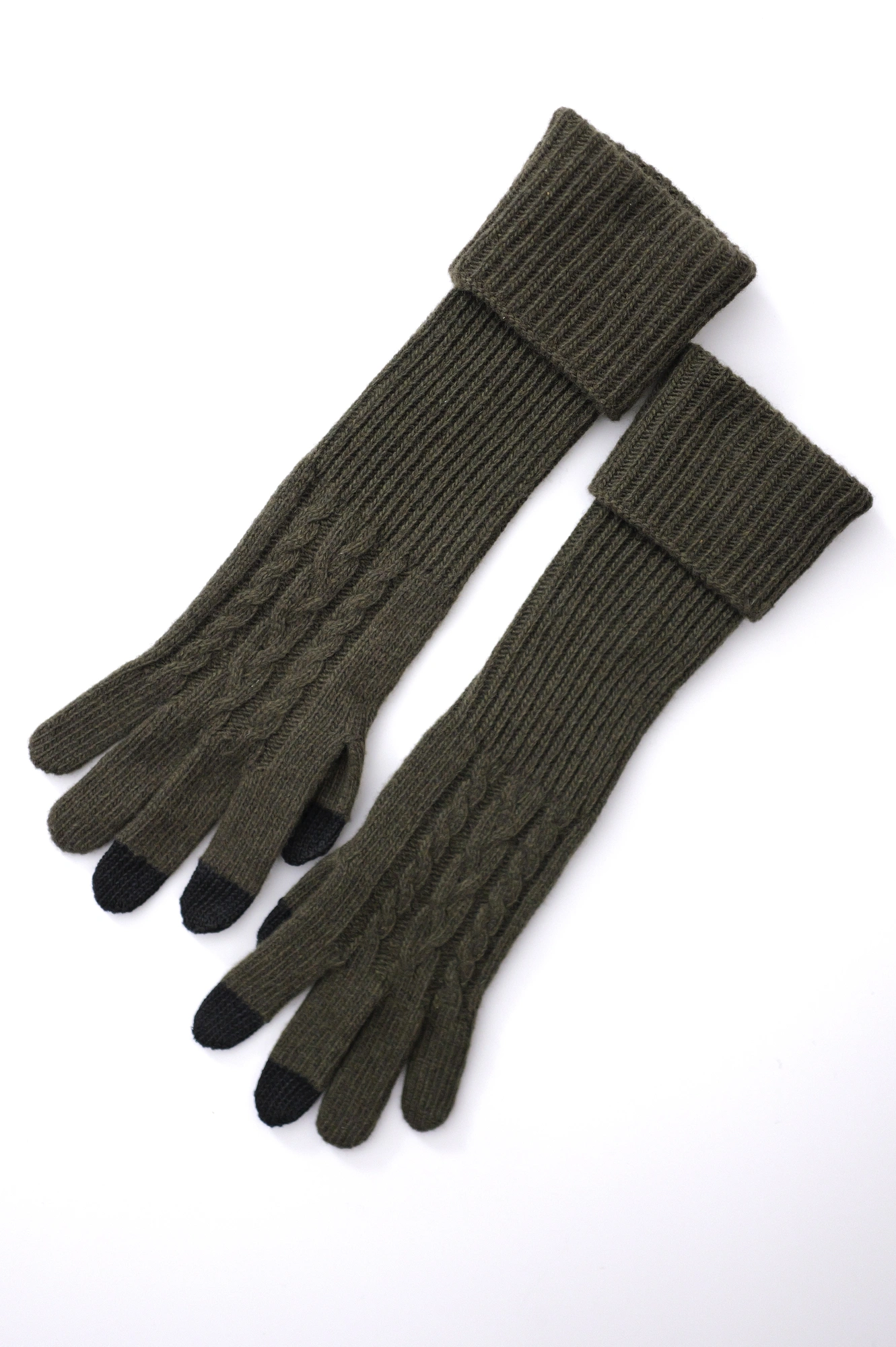 YOHJI YAMAMOTO Gants long en laine Kaki vintage, passéist — photo 1