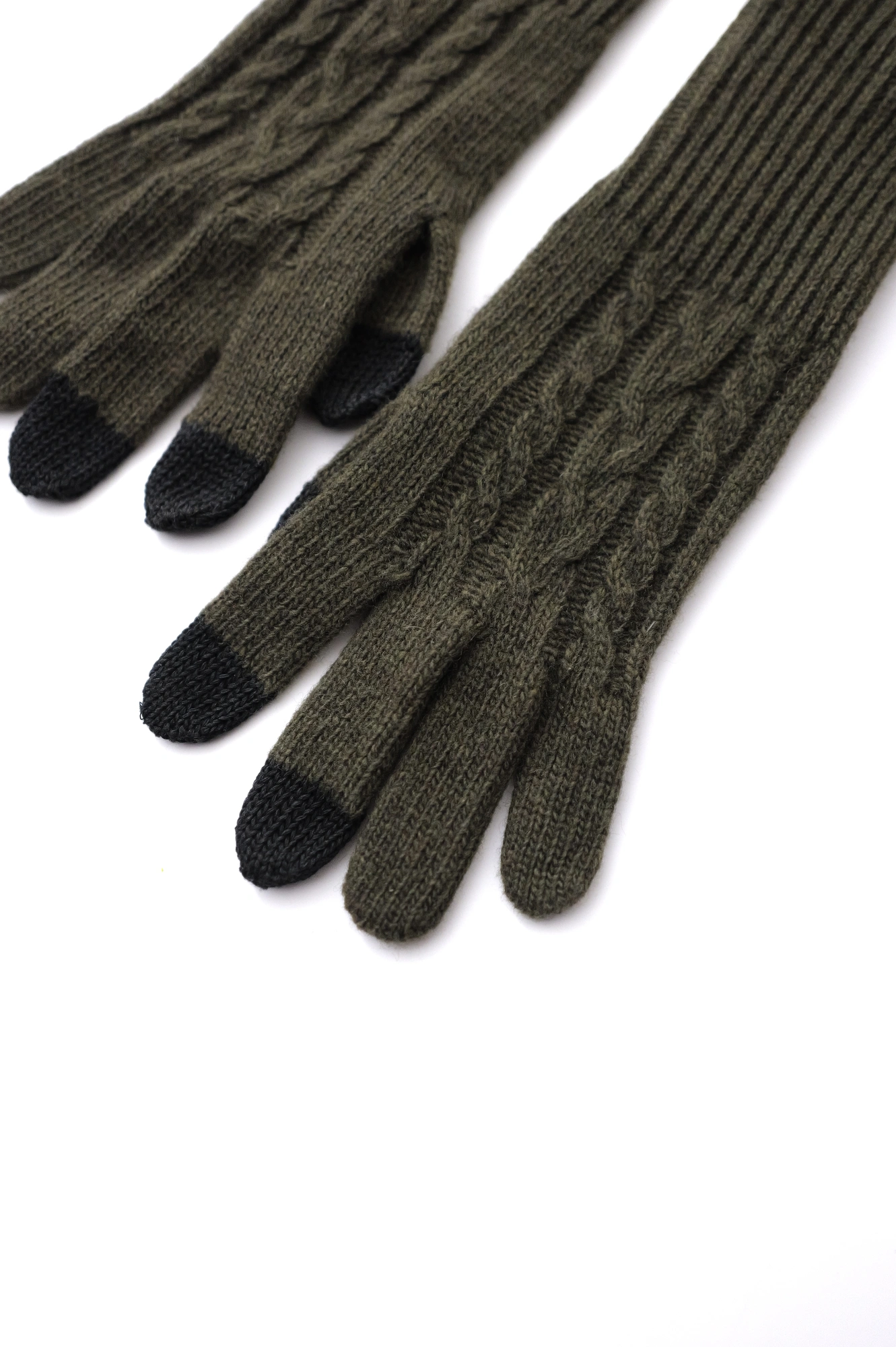 YOHJI YAMAMOTO Gants long en laine Kaki vintage, passéist — photo 2