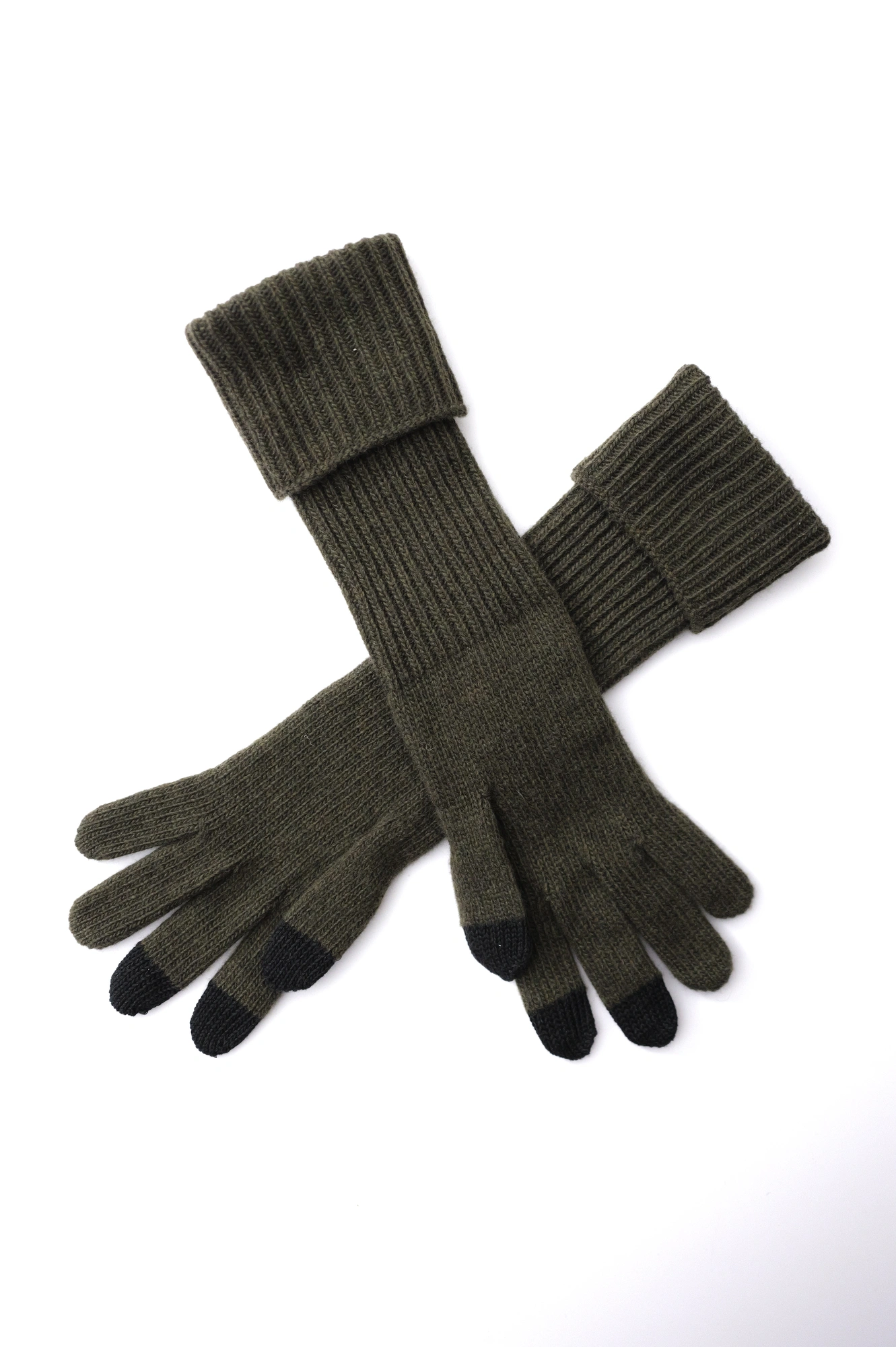 YOHJI YAMAMOTO Gants long en laine Kaki vintage, passéist — photo 6