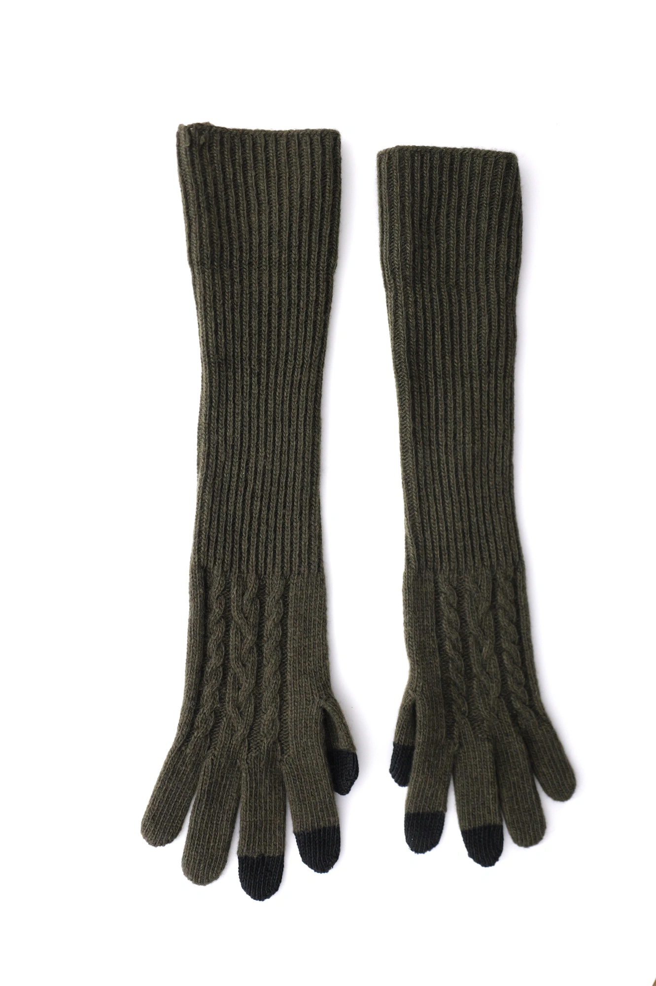 YOHJI YAMAMOTO Gants long en laine Kaki vintage, passéist — photo 7