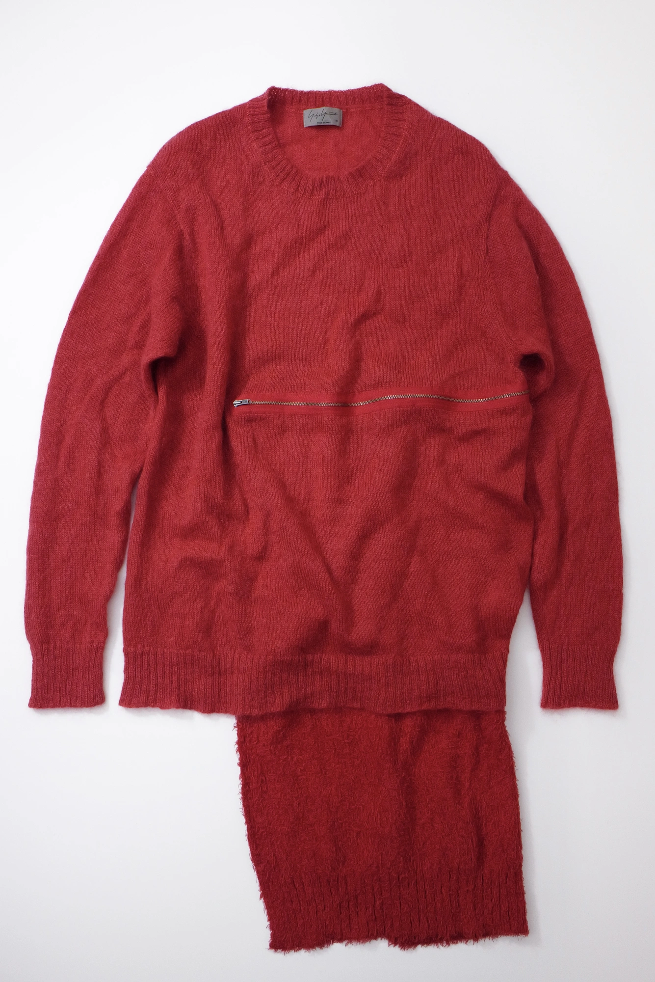 YOHJI YAMAMOTO Pull en laine Rouge vintage, passéist — photo 8