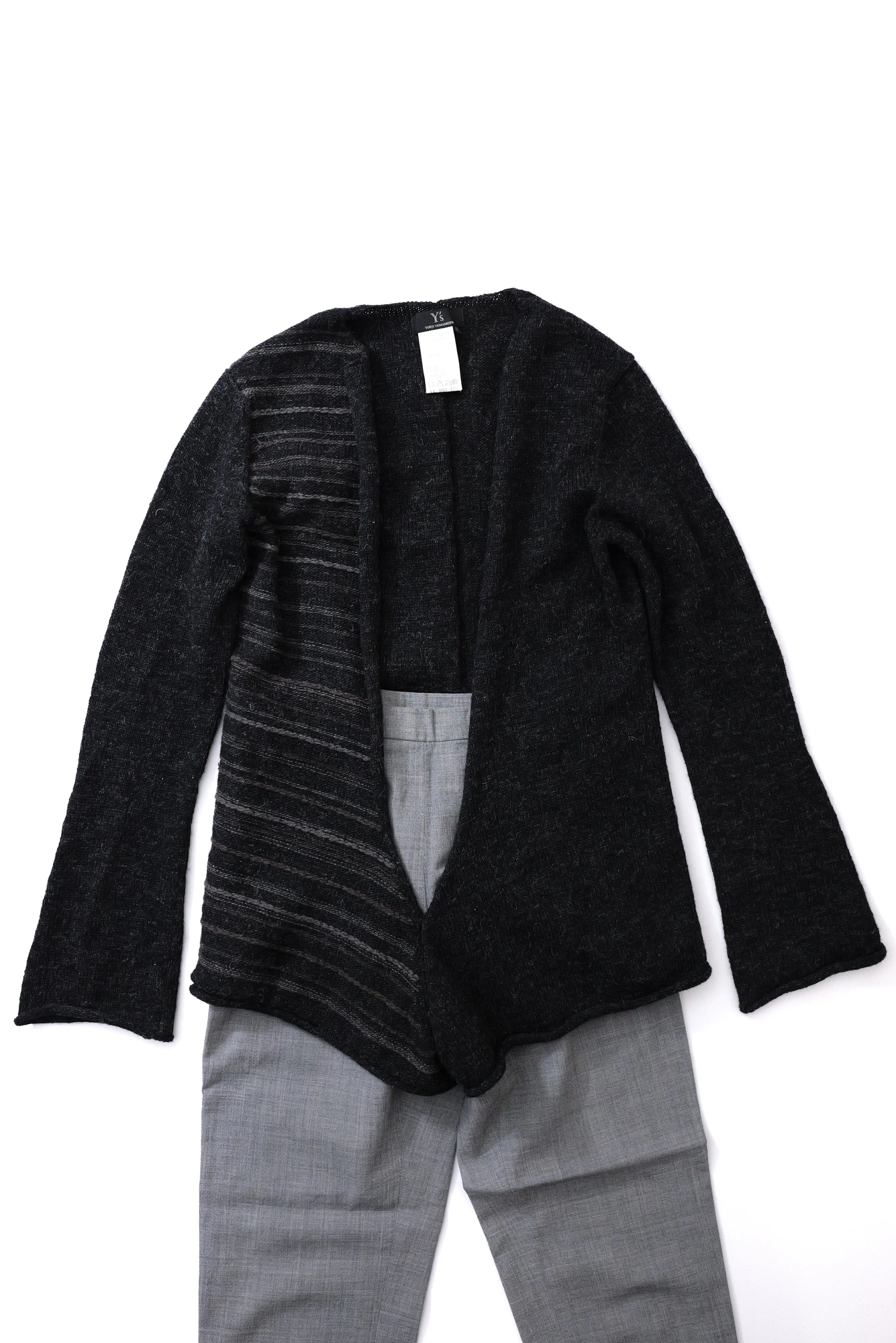 YOHJI YAMAMOTO Gilet long en laine Noir vintage, passéist — photo 7