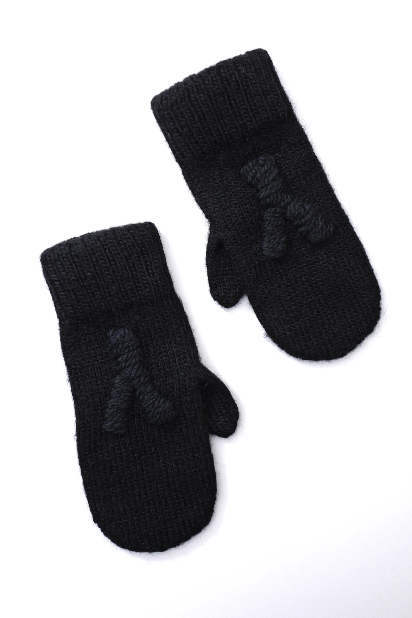 YOHJI YAMAMOTO Moufles en laine Noir vintage, passéist — photo 1