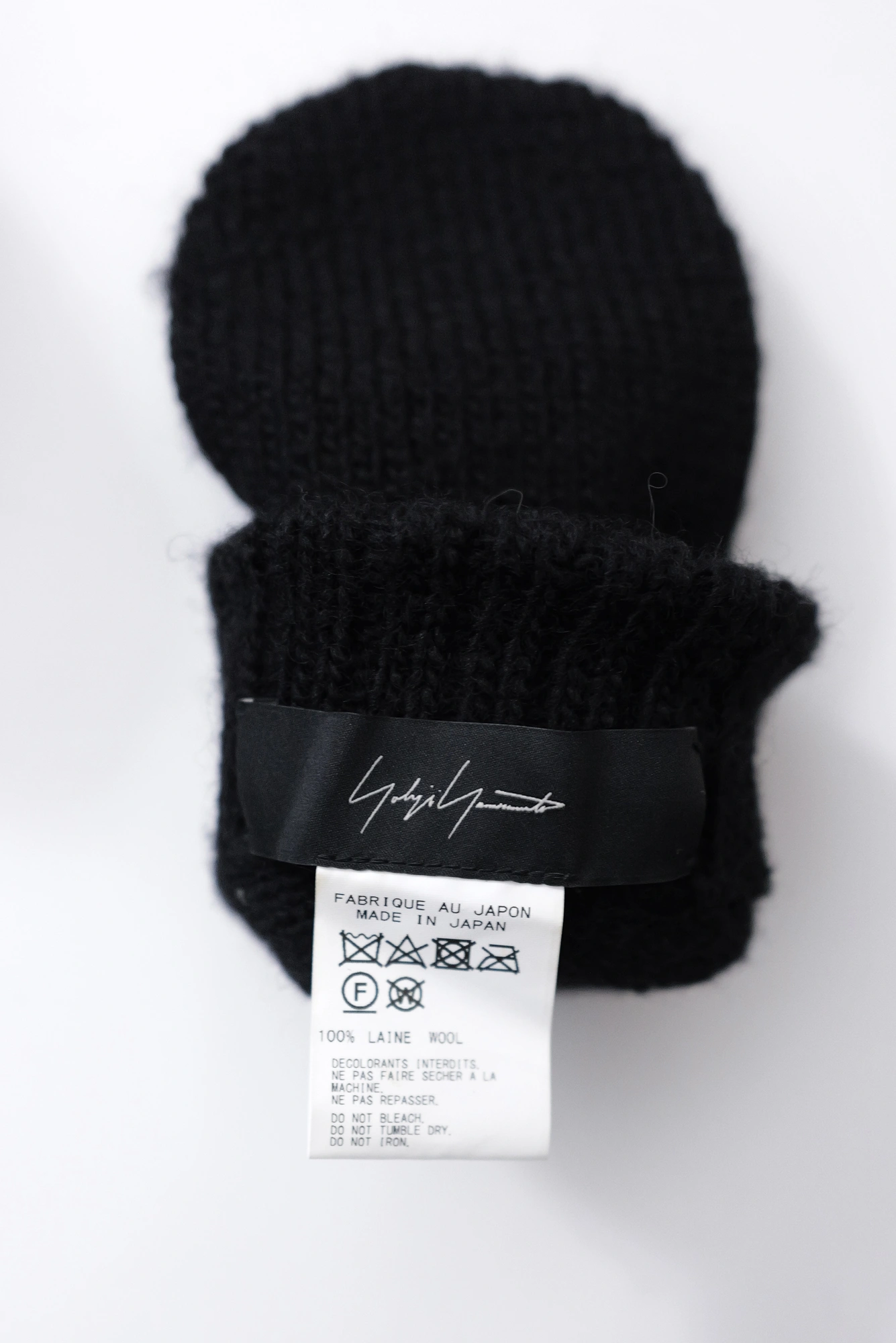 YOHJI YAMAMOTO Moufles en laine Noir vintage, passéist — photo 5