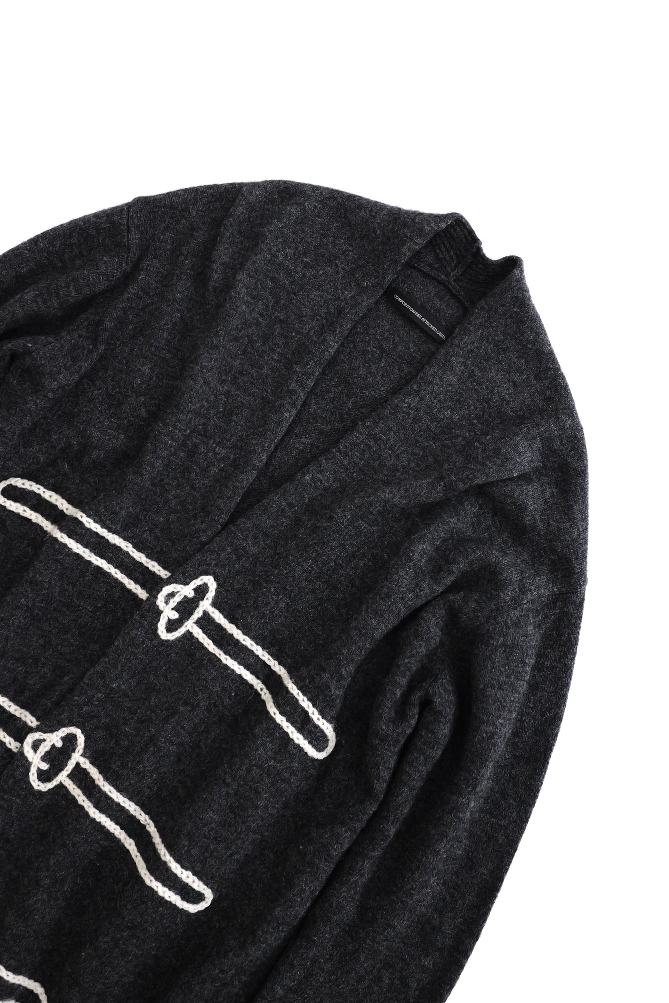 YOHJI YAMAMOTO Cardigan en laine Anthracite vintage, passéist — photo 2