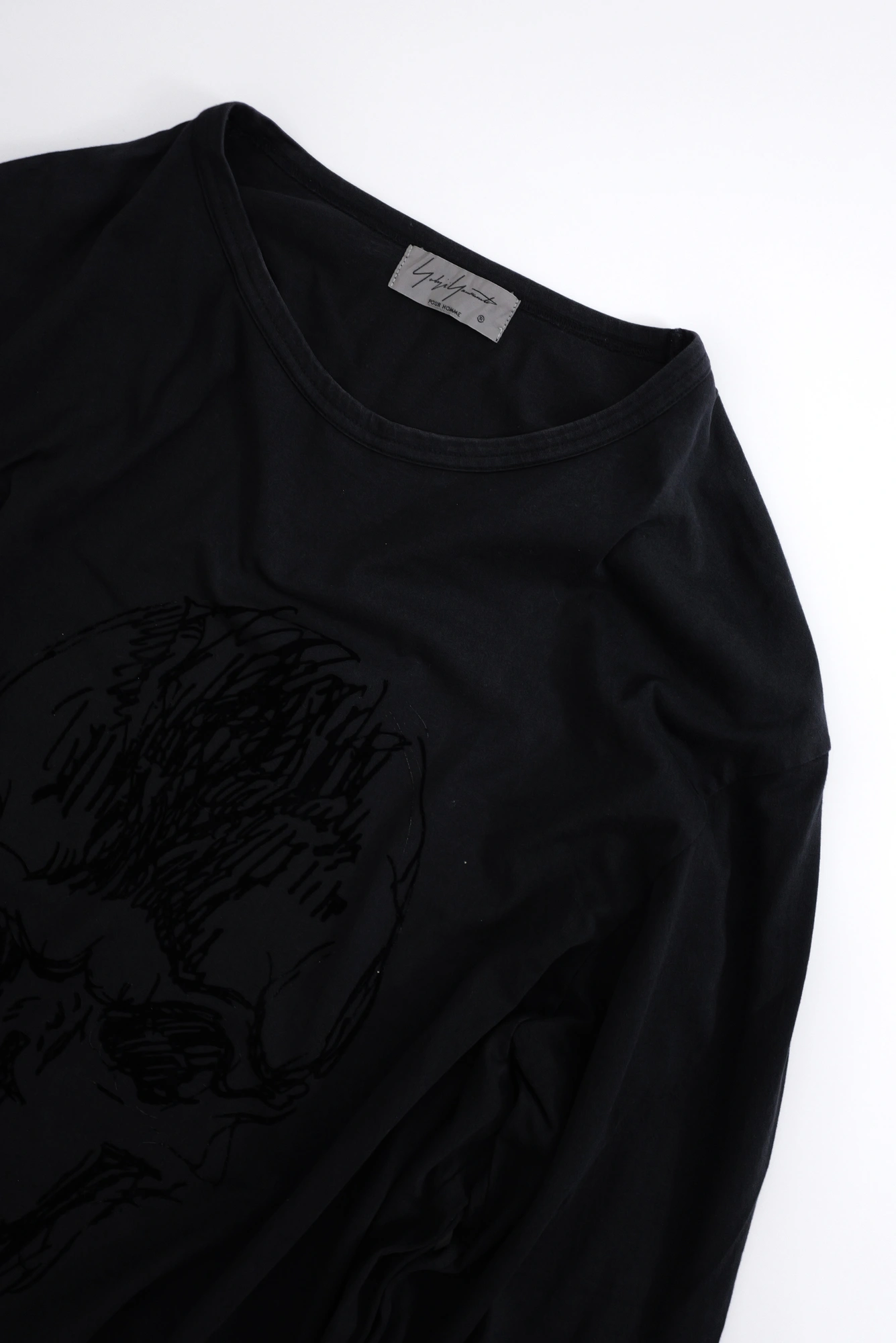 YOHJI YAMAMOTO T-shirt manches longues crâne Noir vintage, passéist — photo 2