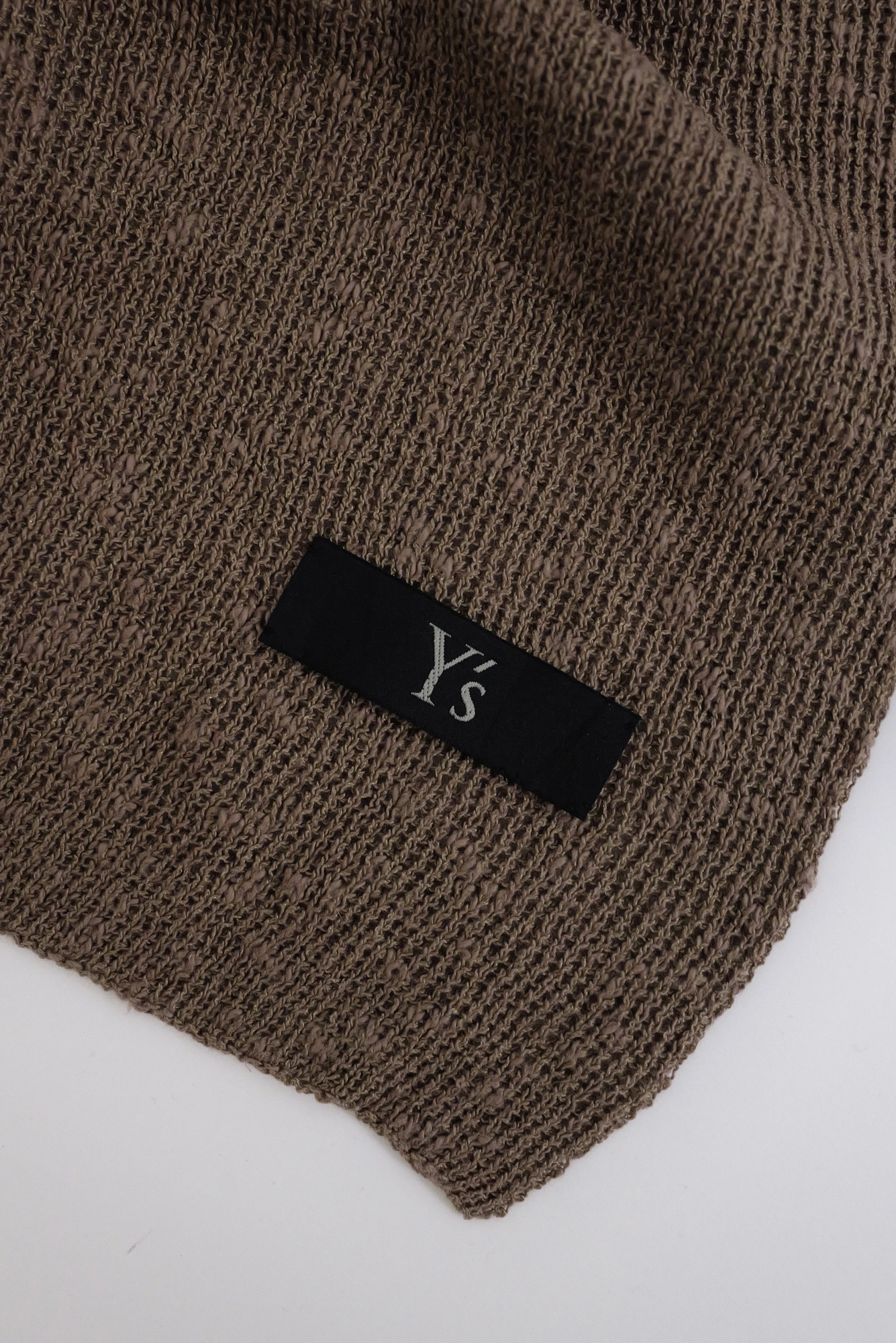 YOHJI YAMAMOTO Echarpe en lin Marron vintage, passéist — photo 4