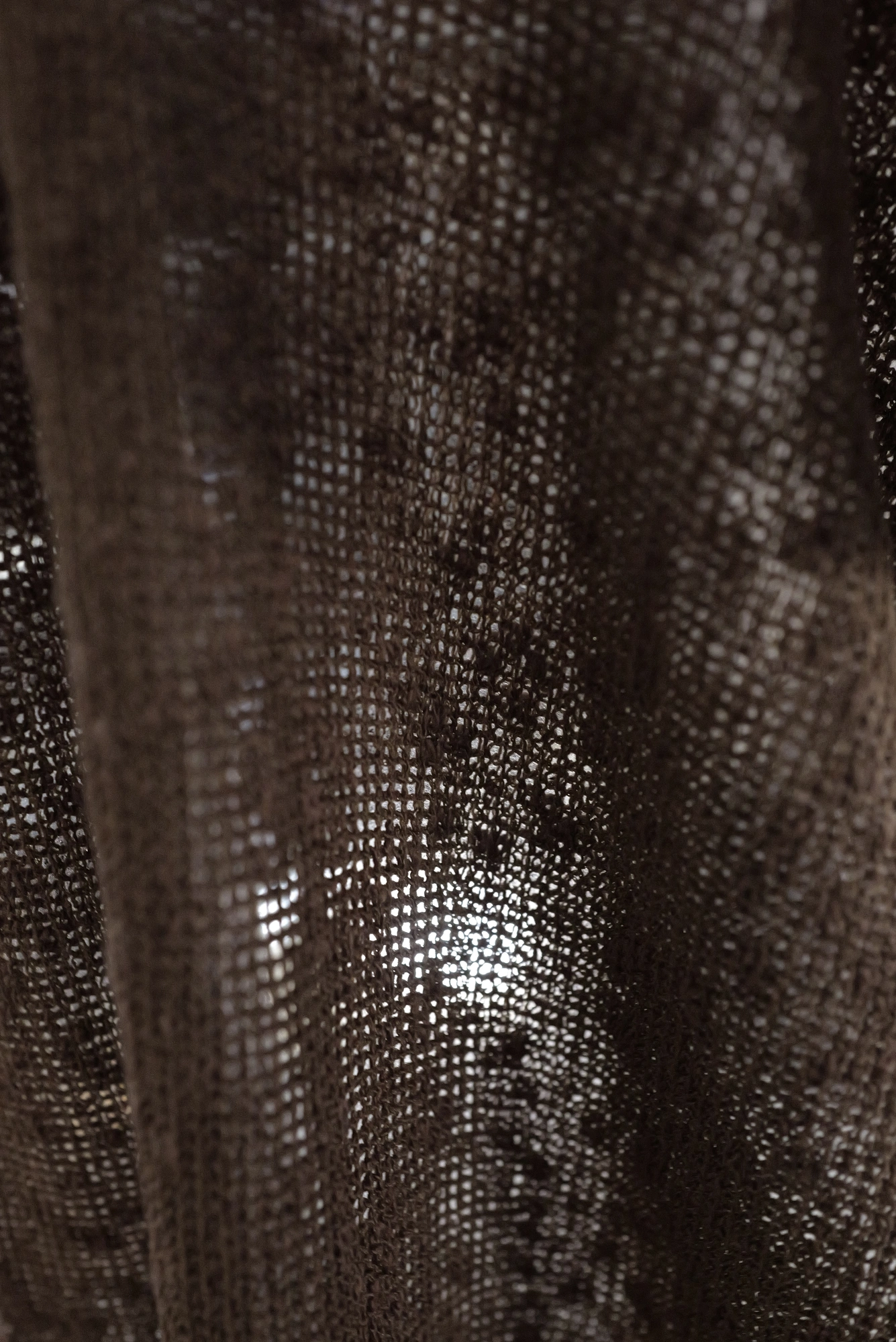 YOHJI YAMAMOTO Echarpe en lin Marron vintage, passéist — photo 6