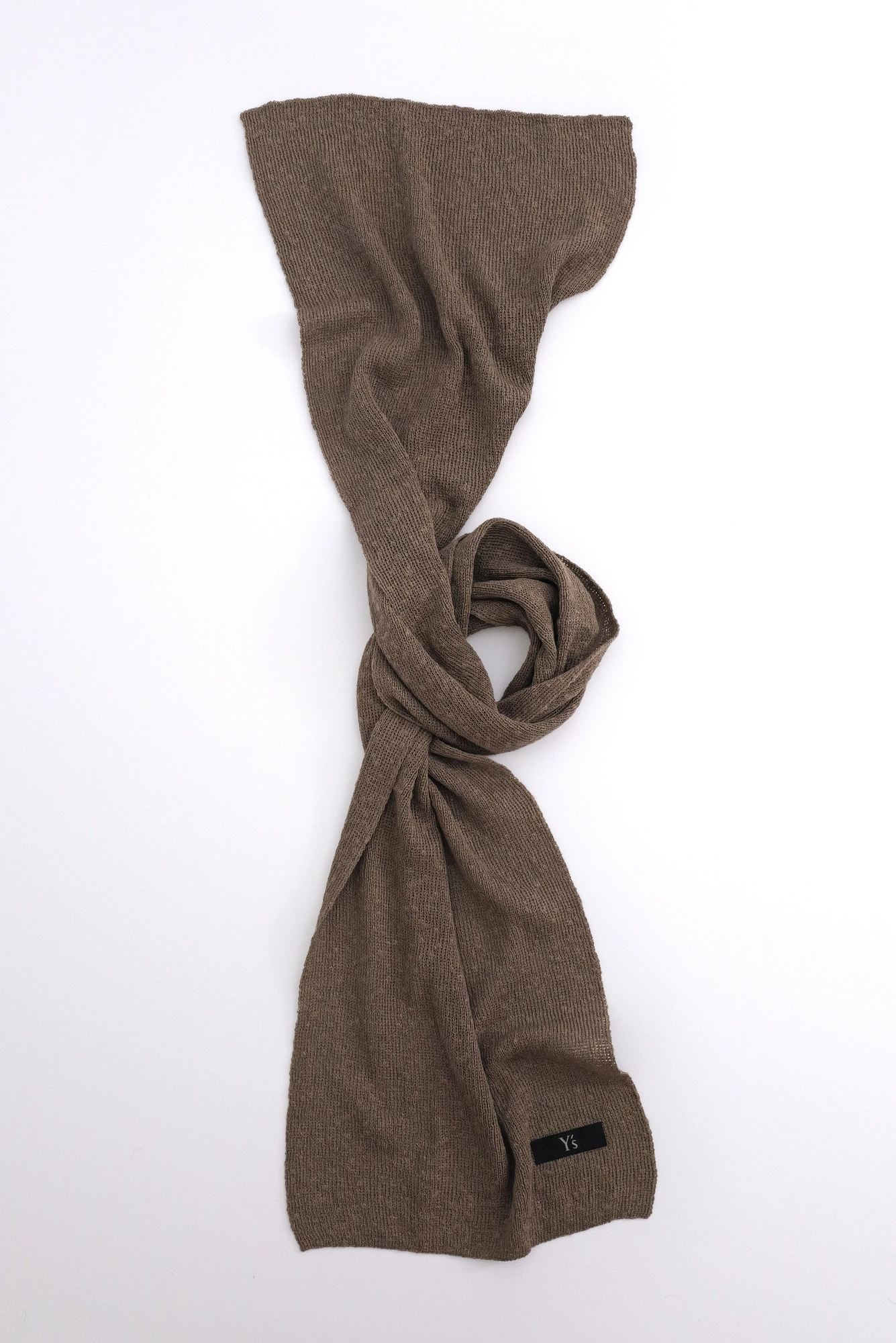 YOHJI YAMAMOTO Echarpe en lin Marron vintage, passéist — photo 8