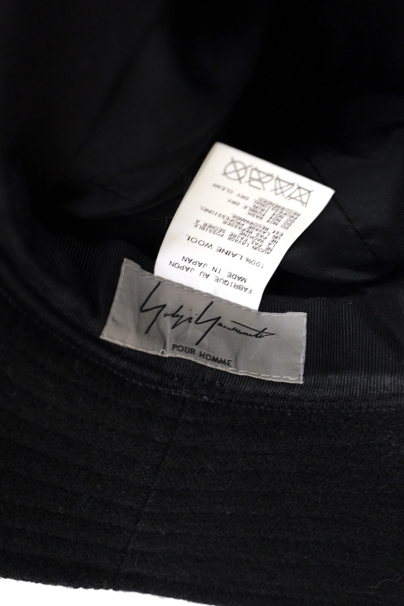 YOHJI YAMAMOTO Chapeau / bonnet en laine Noir vintage, passéist — photo 4