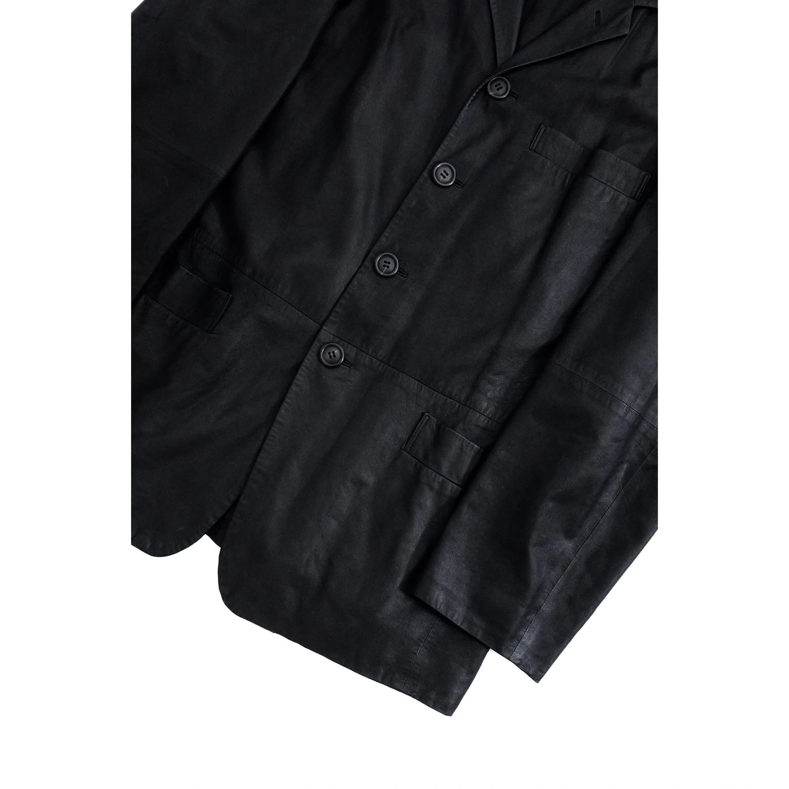 ISSEY MIYAKE Veste en cuir Anthracite vintage, passéist — photo 3